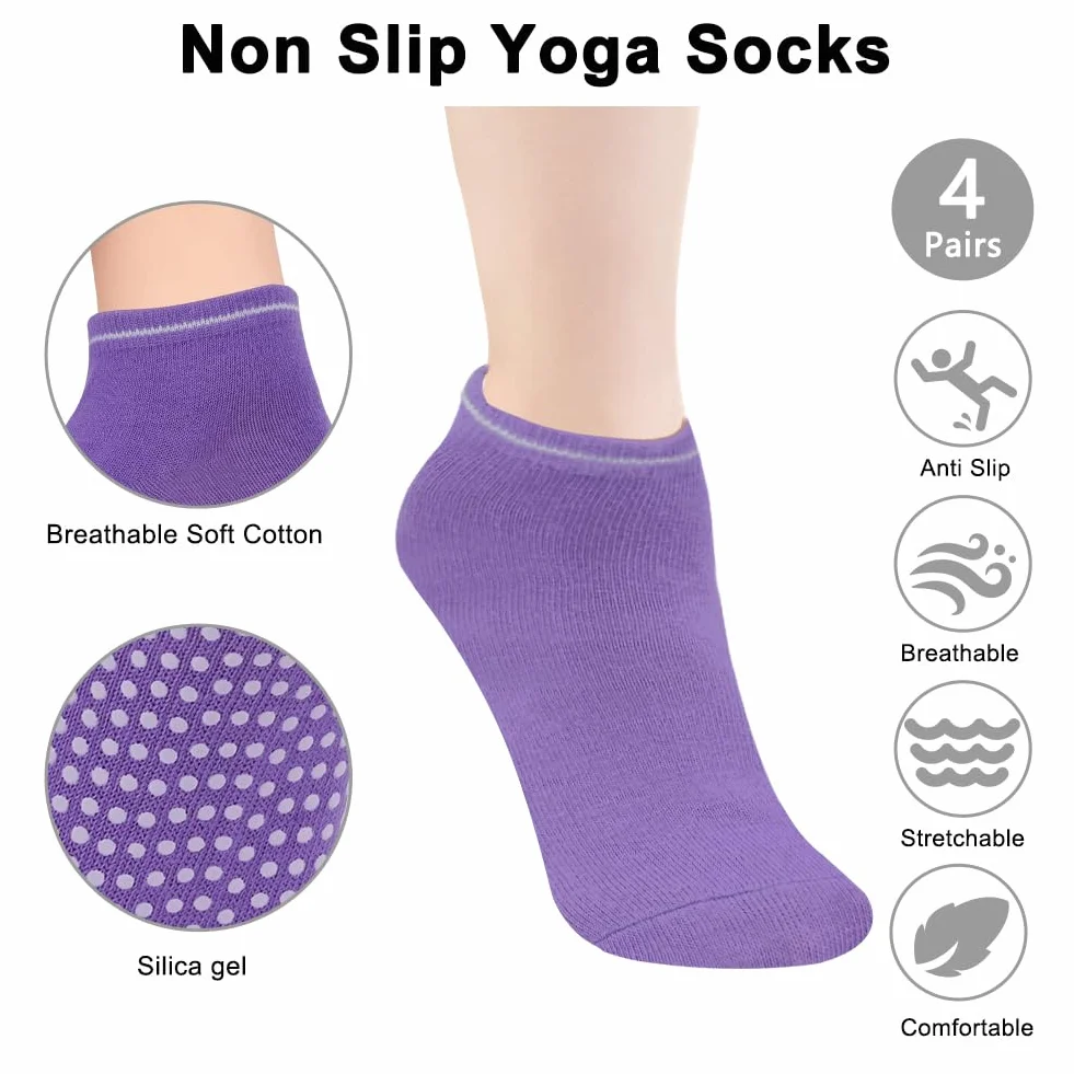 Flintronic Antypoślizgowe Skarpetki do Jogi Damskie, Skarpety Sportowe z Paskiem do Jogi, Pilates, Balet, Taniec