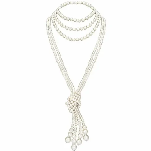 BABEYOND Naszyjnik ze sztucznej perły w stylu art deco dla kobiet, Flapper z lat 20. XX wieku, imitacja pereł, naszyjnik