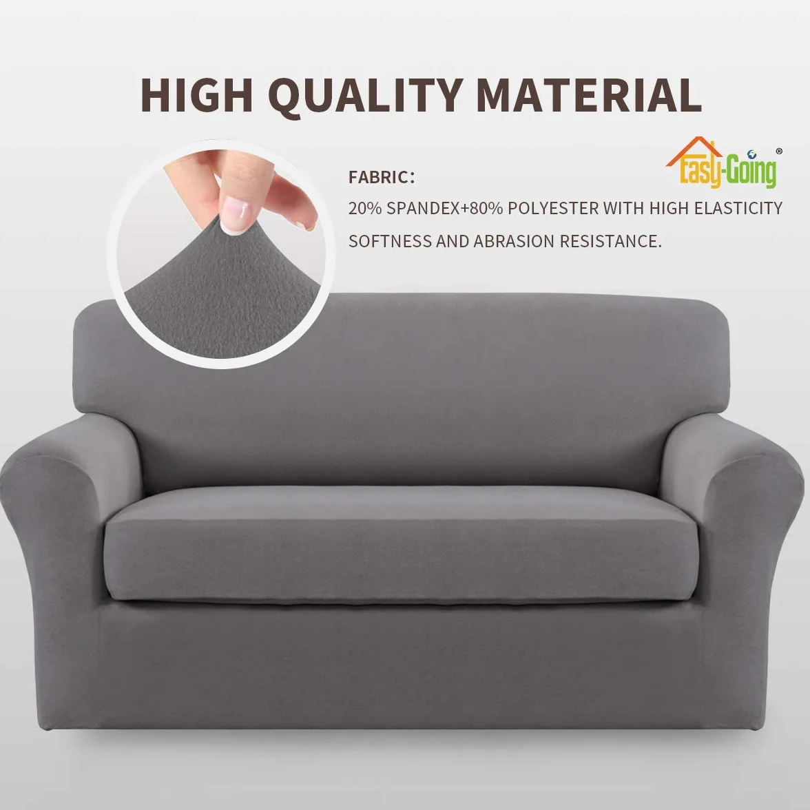 Easy-Going Microfiber Stretch Sofa Slipcover Spandex Fitted Couch Cover Washable Furniture Protector Loveseat Light Gray