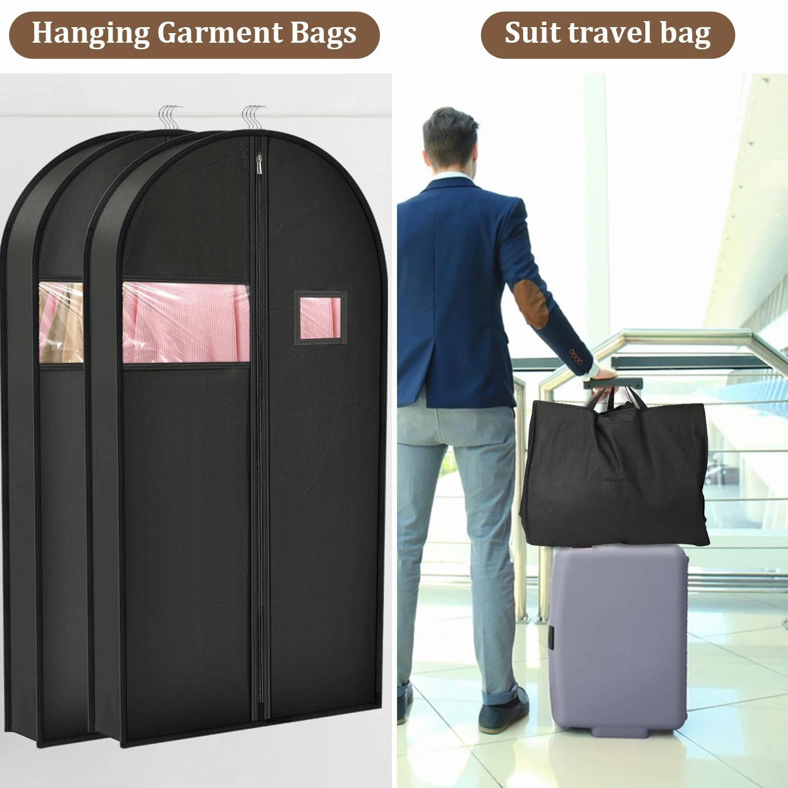 Torba transportowa na garnitur 110x60x10cm, Pokrowiec ochronny, Torba na garnitury dla mężczyzn i kobiet, ubrania, płaszcze, koszule, garnitury, marynarki, podróże, przechowywanie, organizacja