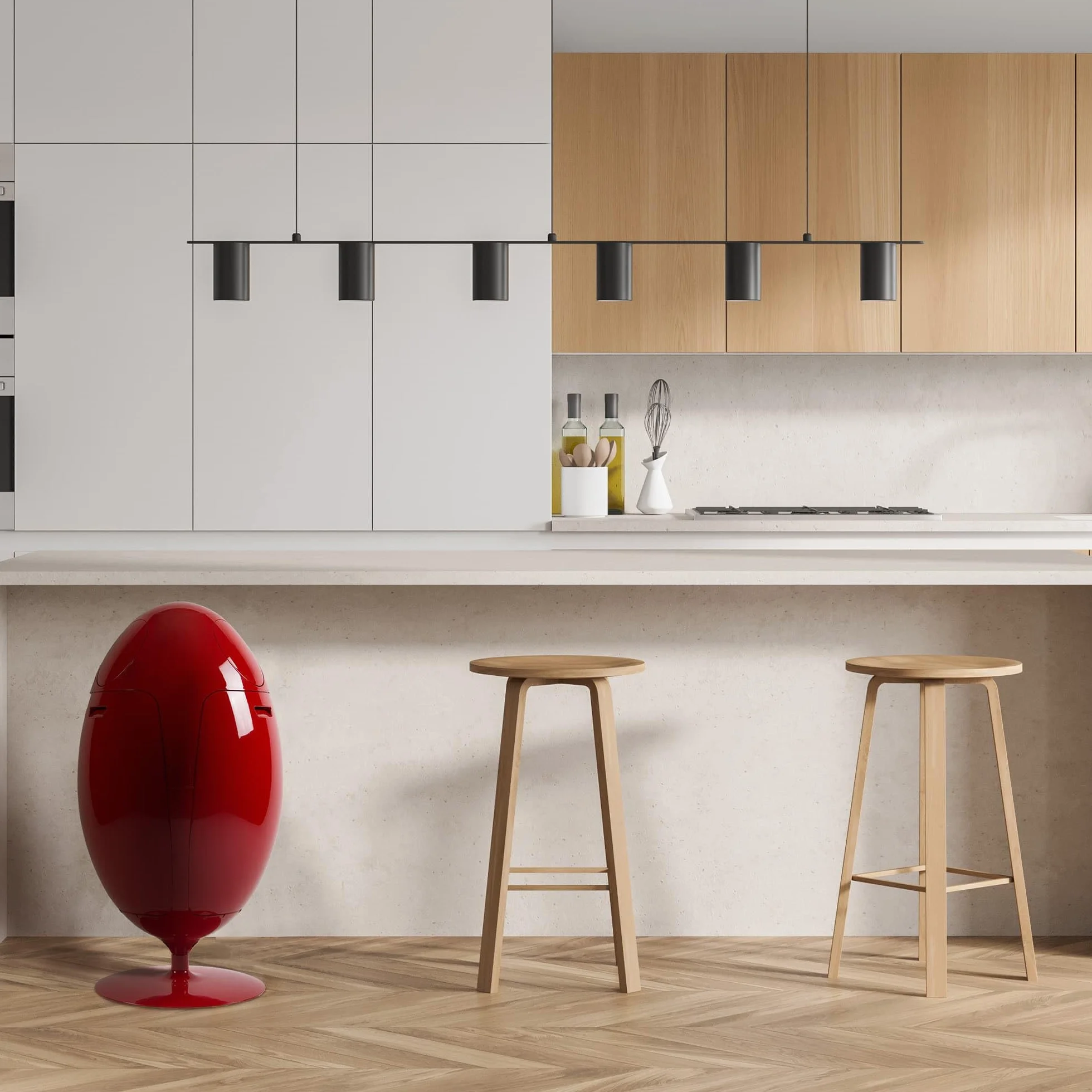 Soldidesign Ovetto Kosz na Śmieci, Czerwony, 3 x 18 l