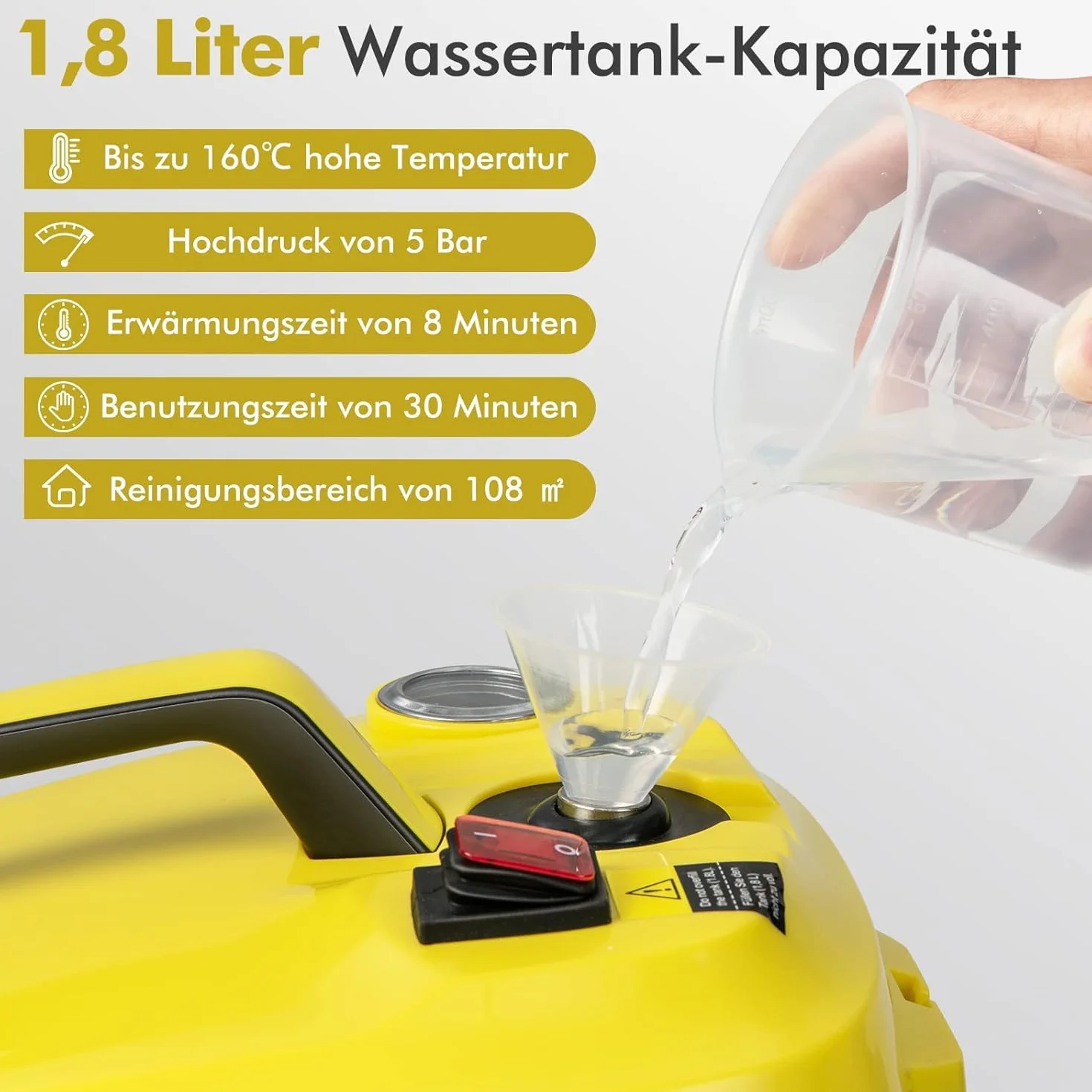 FANTASK Myjka parowa 2000 W 5 bar 160℃ 1,8 l 13 akcesoriów
