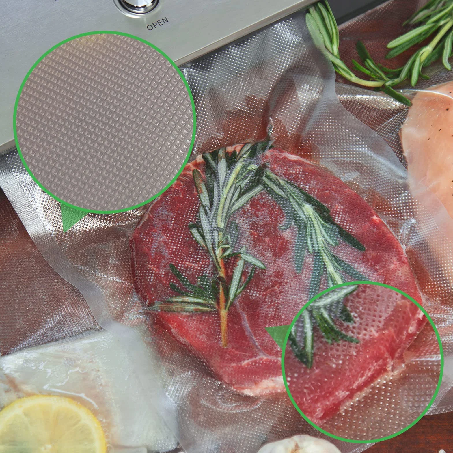 Worki próżniowe, folia próżniowa, worki próżniowe do żywności, rolki folii próżniowej: YISH bez BPA, worki próżniowe do rolek folii Sous Vide, 8 rolek folii 20/28 x 300 cm