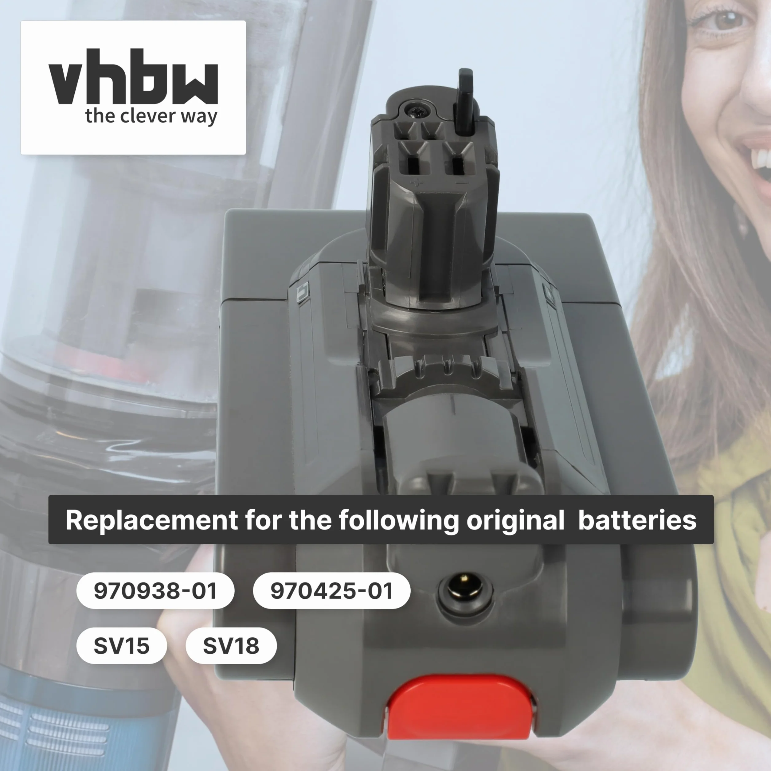 vhbw Bateria kompatybilna z Dyson V15 Detect, V15 Detect Absolute Extra odkurzacz ciemnoszary (3600mAh, 25,2V, Li-ion)