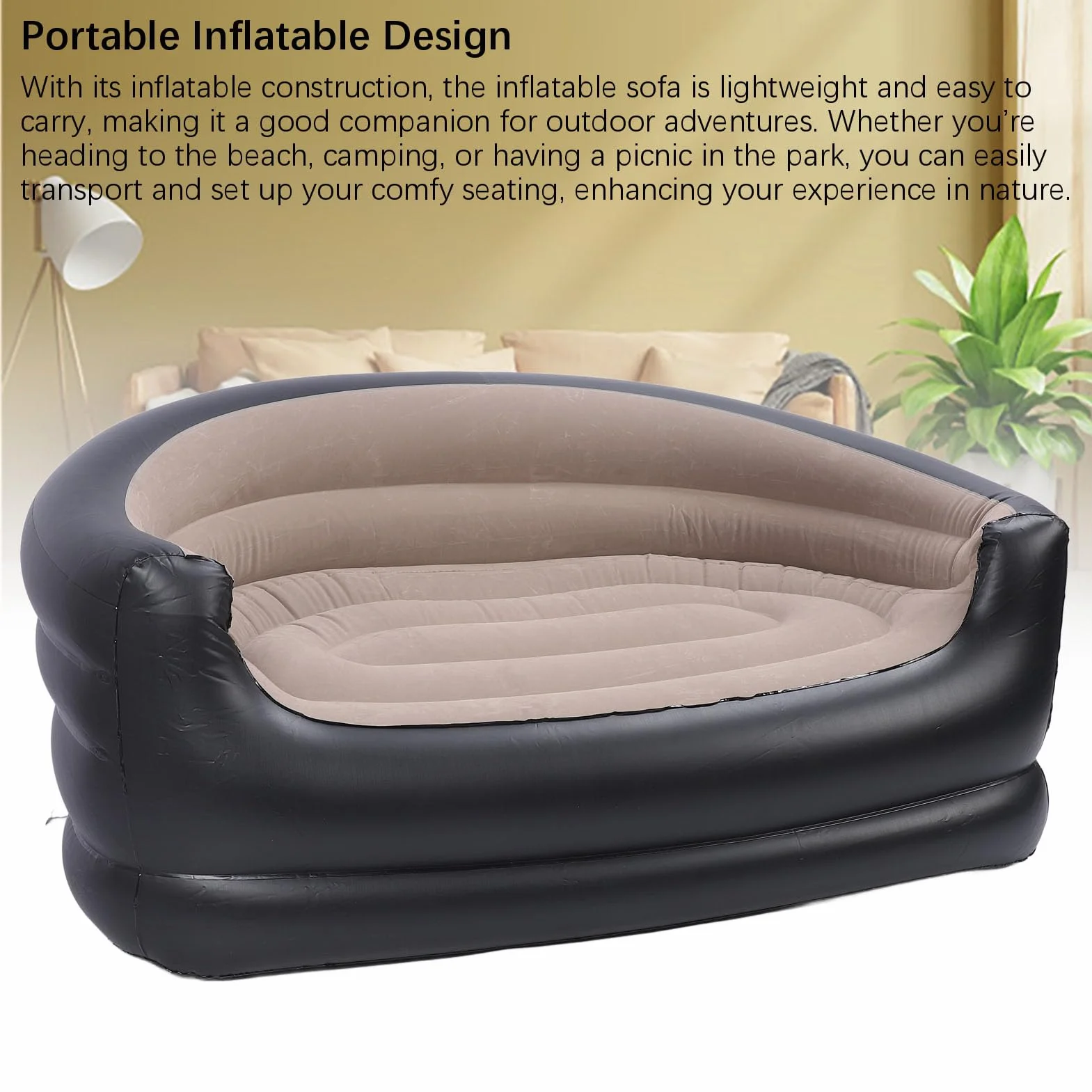 Nadmuchiwana Kanapa, Flodable Dmuchacie Kanapy w Leżaku Dwupasy Leżaki dla Dorosłych, Wygodna Przenośna Sofa Powietrzna z łatkami Naprawcze 2PC do Salonu, Podwórka, Biwakowanie