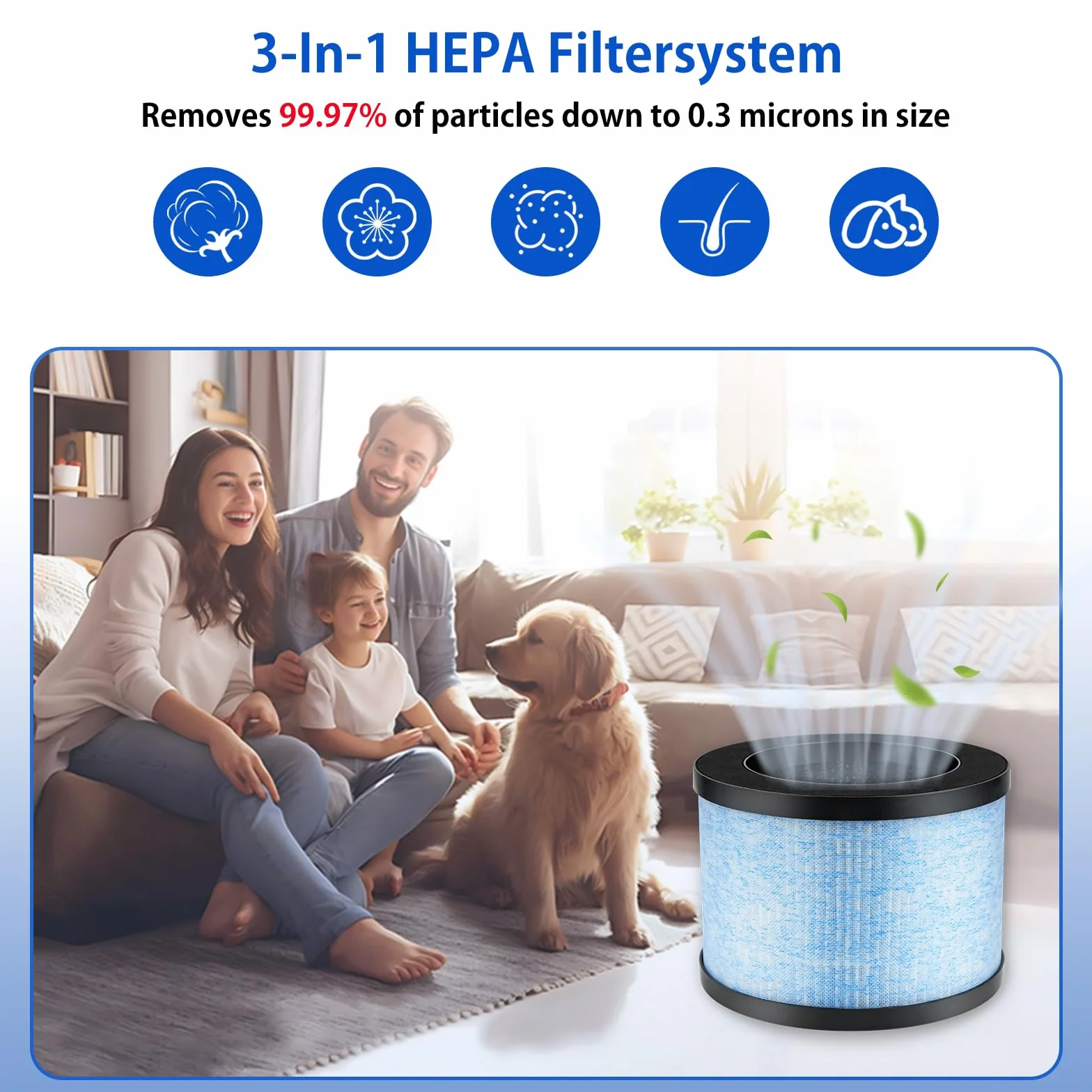 MK01 HEPA Filtr wymienny kompatybilny z AROEVE MK01 MK06 Pomoron CONOPU DH-JH01 DH-JH06, ToLife TZ-K1 i Kloudi DH-JH01, filtracja 3 w 1 360°, H13 HEPA dla lepszej jakości powietrza, 4 sztuki