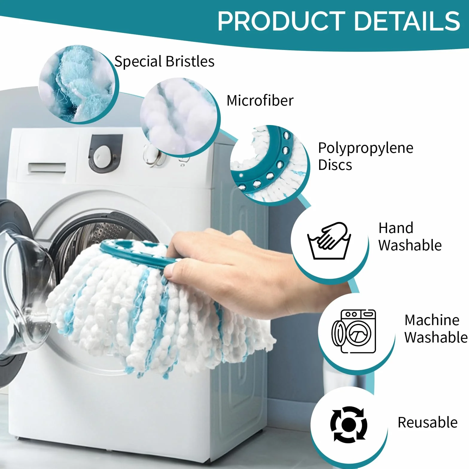 4 Sztuki Wymiennych Głowic, Kompatybilny z Leifheit Clean Twist Disc Mop, Materiał z Mikrofibry, Do Wszystkich Typów Podłóg, Skuteczne Usuwanie Brudu, Idealne do Firmy, Domu, Szkoły