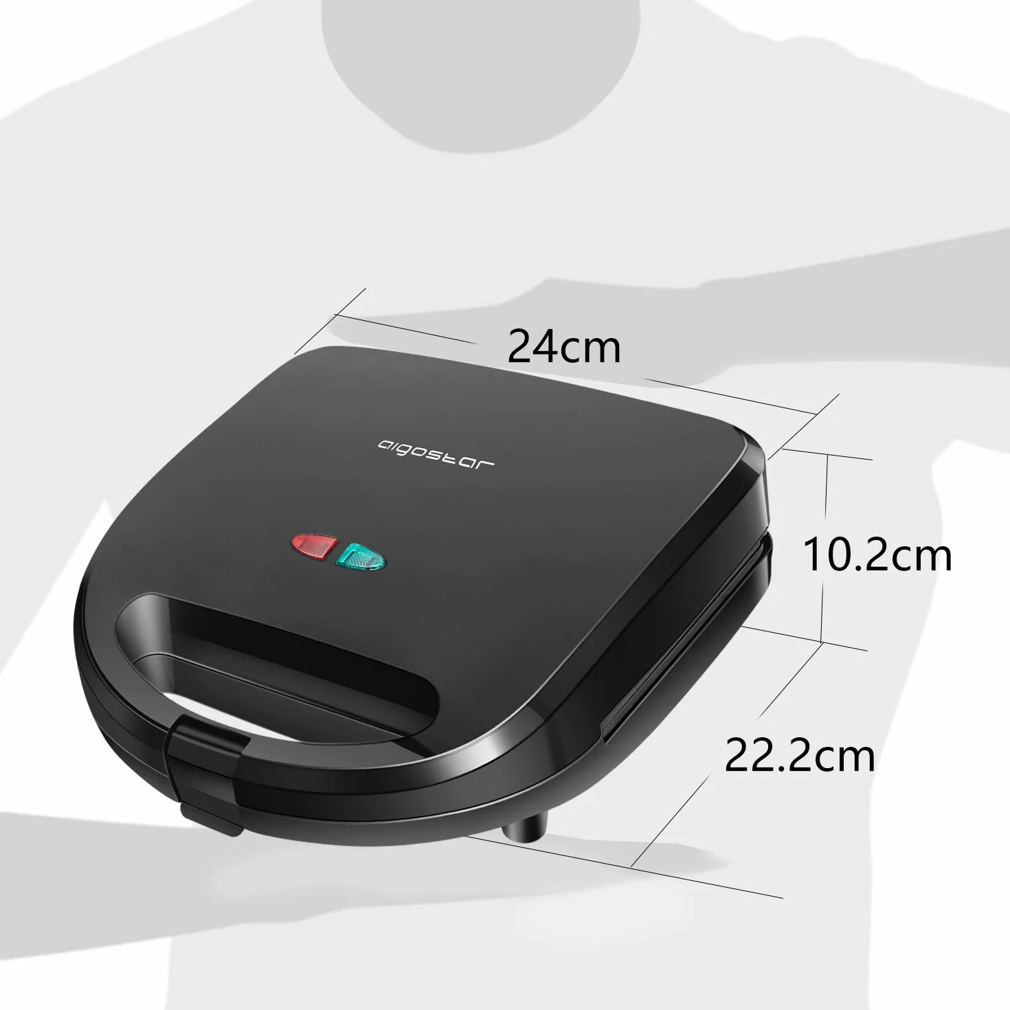 Aigostar - Opiekacz do kanapek 3 w 1, 750 W, 3 Zdejmowane płyty grillowe, Grill kontaktowy, Gofrownica, Nieprzywierająca powłoka, Można myć w zmywarce, Trójkątny, Pionowe przechowywanie, Czarny