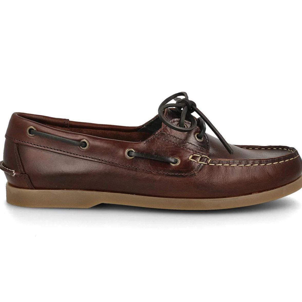 Męskie buty żeglarskie ze specjalnej olejowanej skóry Seahorse. 2 klasyczne koronkowe oczka. Gumowa podeszwa. Kolory brązowy i niebieski