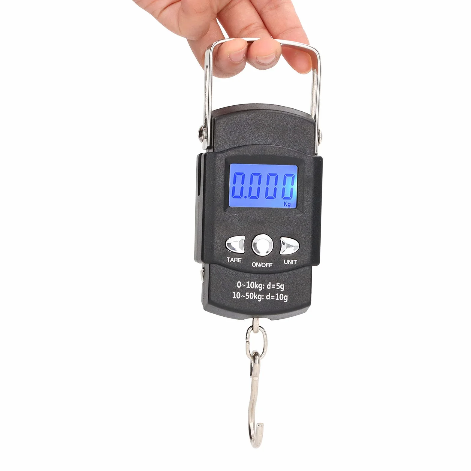 Elektroniczna Waga Hakowa 50kg z LCD, kg/Oz/Lb, Wielofunkcyjna do Bagażu i Zakupów, z 1m Ukrytą Taśmą Mierniczą