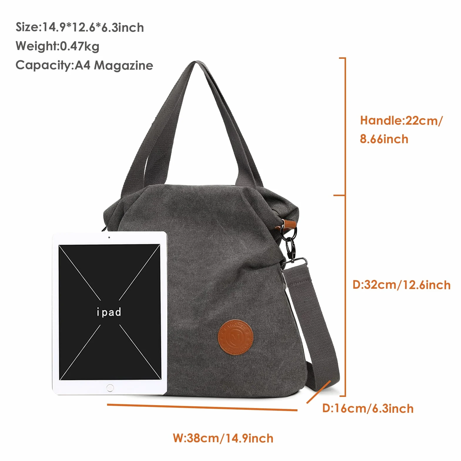 Myhozee Płótno Torebka damska - Crossbody Torba na ramię Crossbody Torba Crossover Dziewczęca Szkoła Szkolna Zakupy Szkolne