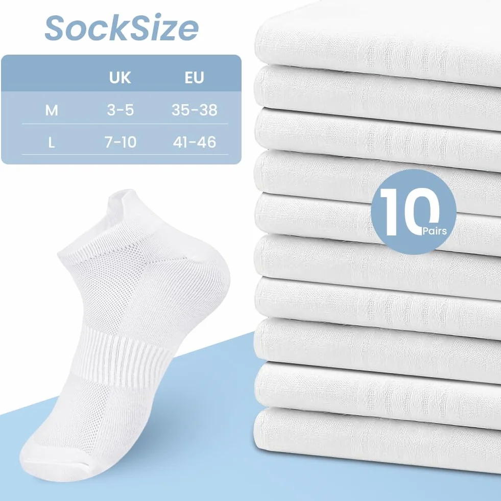 flintronic 10 sztuk skarpet treningowych, bawełniane, do tenisa, sportu, biegania, joggingu, 10 szt