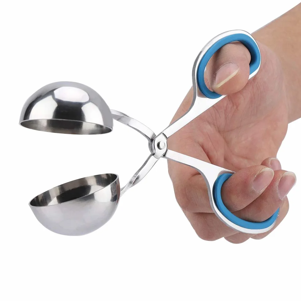 Meatball Non-Stick Cookie Scoop Edelstahl Eiszangen Reisbällchen (blau)
