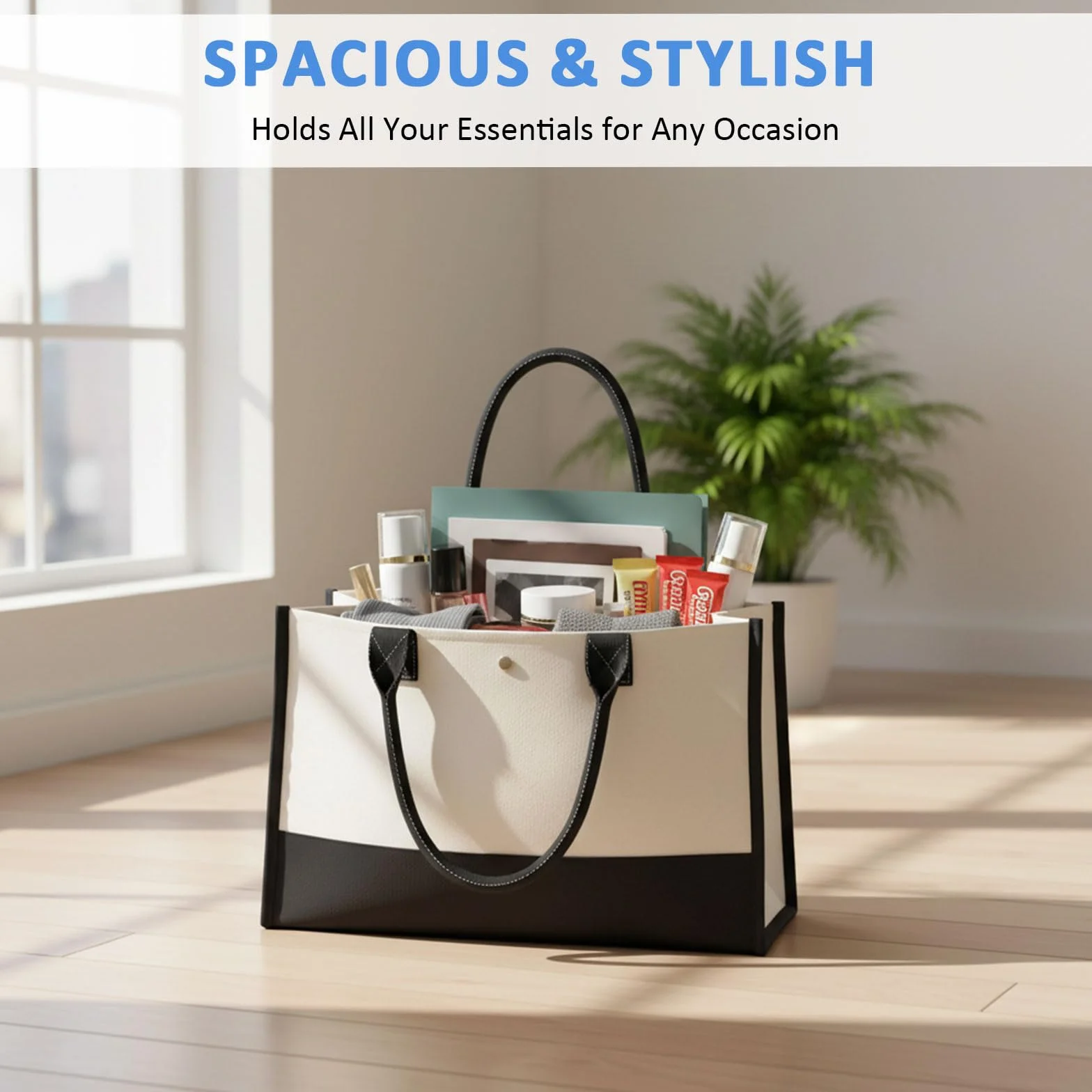 Jute Canvas Tote Bag Duża damska torba na zakupy z wewnętrzną kieszenią