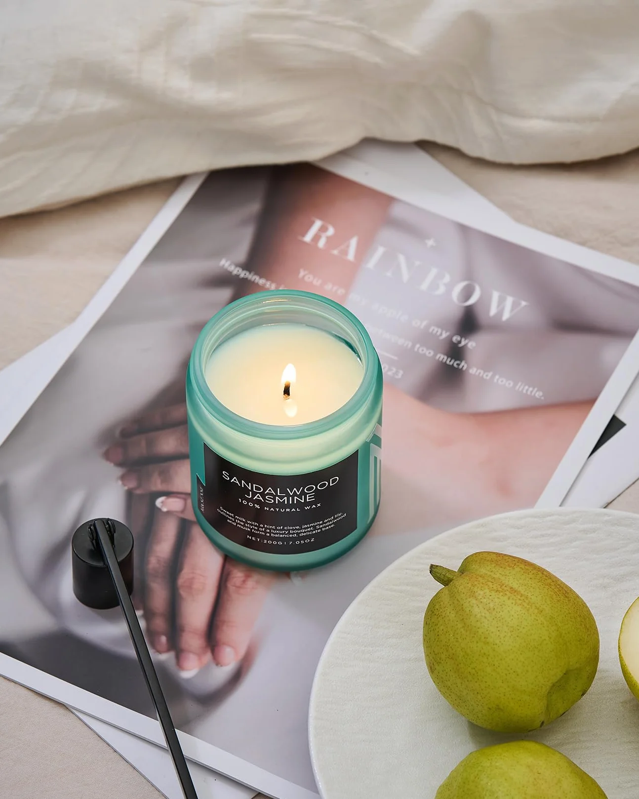 M&SENSE Jaśmin Świeca Zapachowa 200g 50h Naturalna Sojowa z Knotami