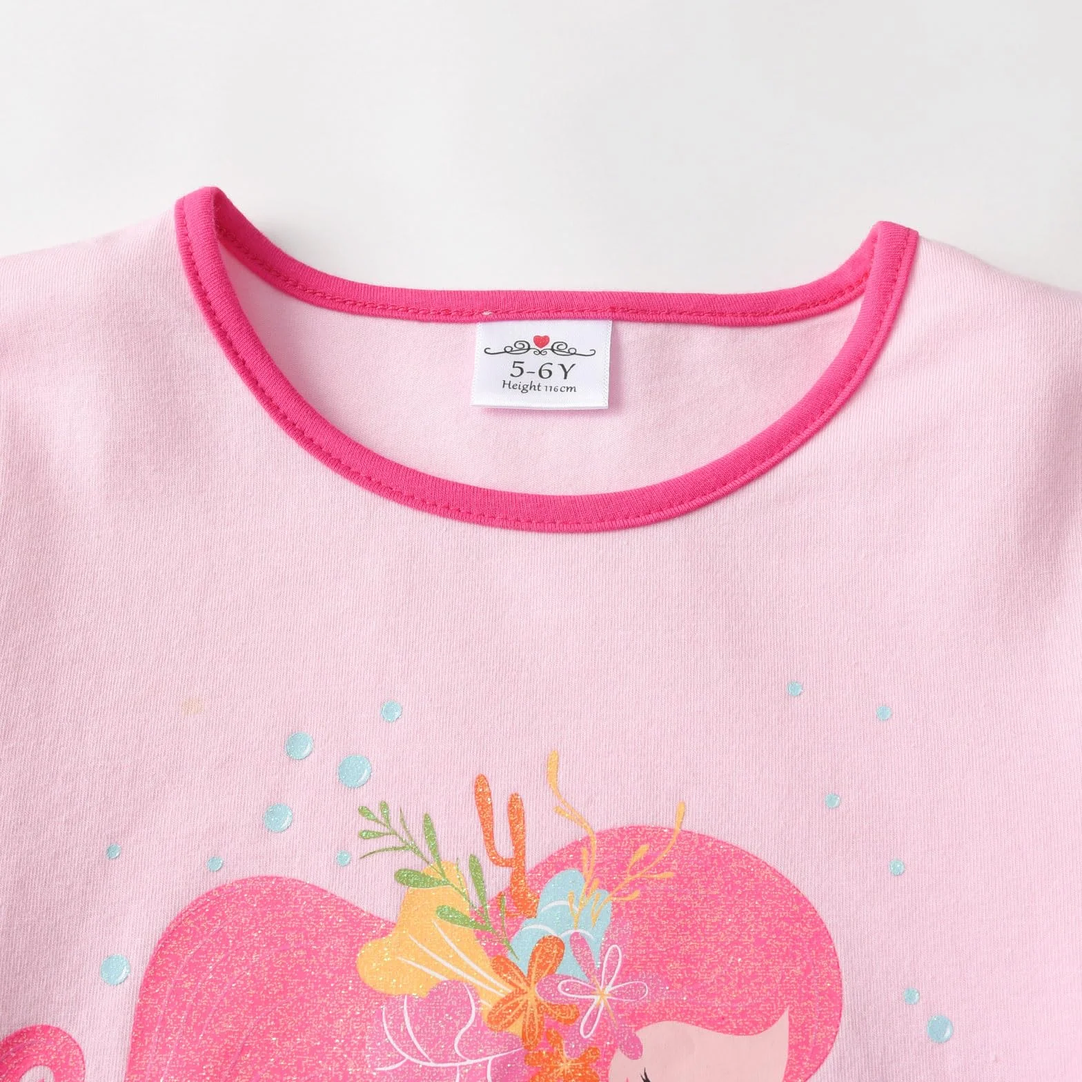 VIKITA Dziewczęce T-shirty z nadrukiem syrenki w paski top z długim rękawem dla dzieci w wieku 3-12 lat