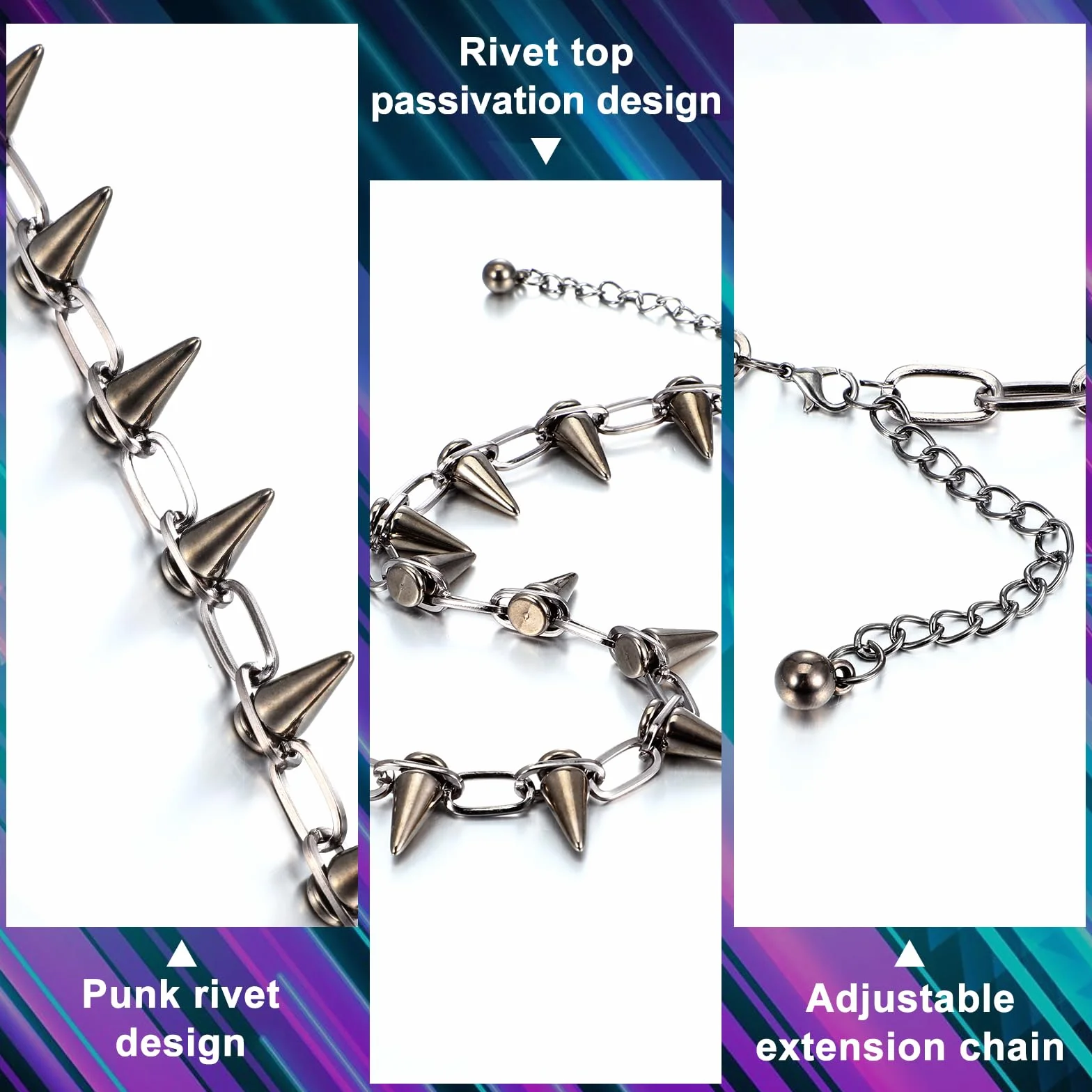 Abeillo Gotyckie naszyjniki dla kobiet kolce choker punkowy łańcuszek choker kołnierz na artykuły imprezowe w stylu vintage
