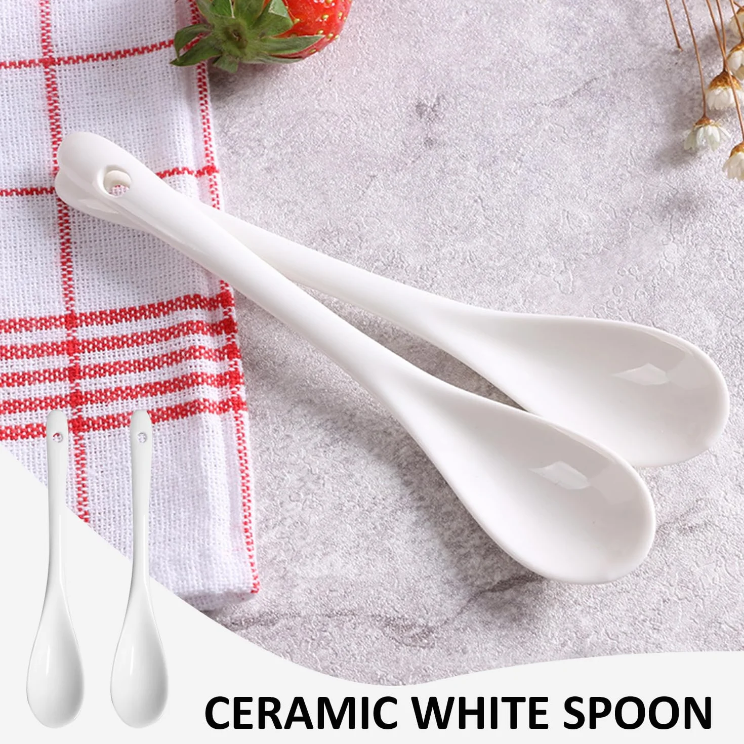 Ceramiczna łyżeczka zestaw 6-częściowy biały do herbaty deserowej dżemu