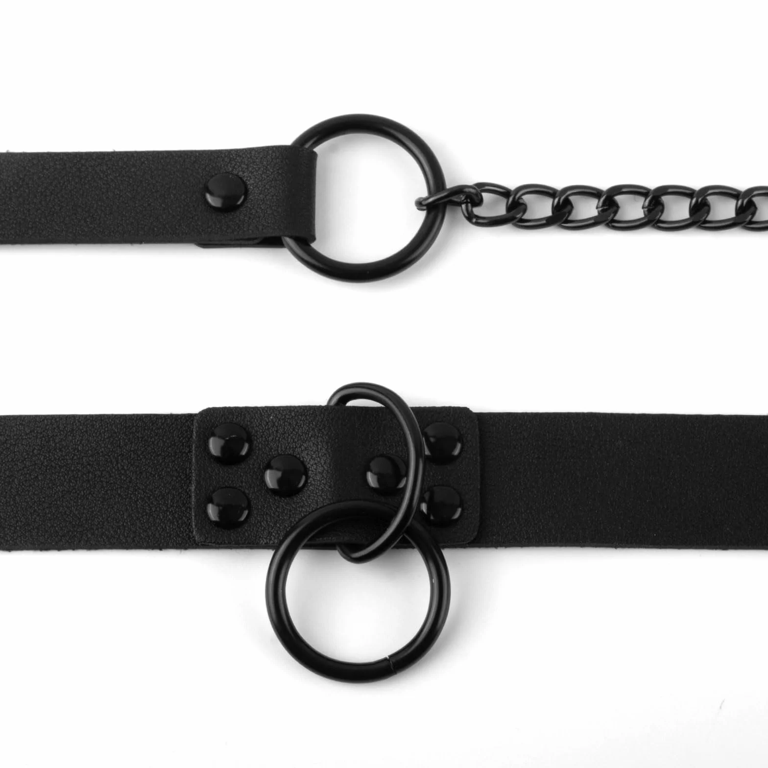 Czarny choker punkowy ze skóry PU z łańcuszkiem O-ring dla mężczyzn i kobiet, seksowny gotycki choker, regulowany, Halloween Cosplay