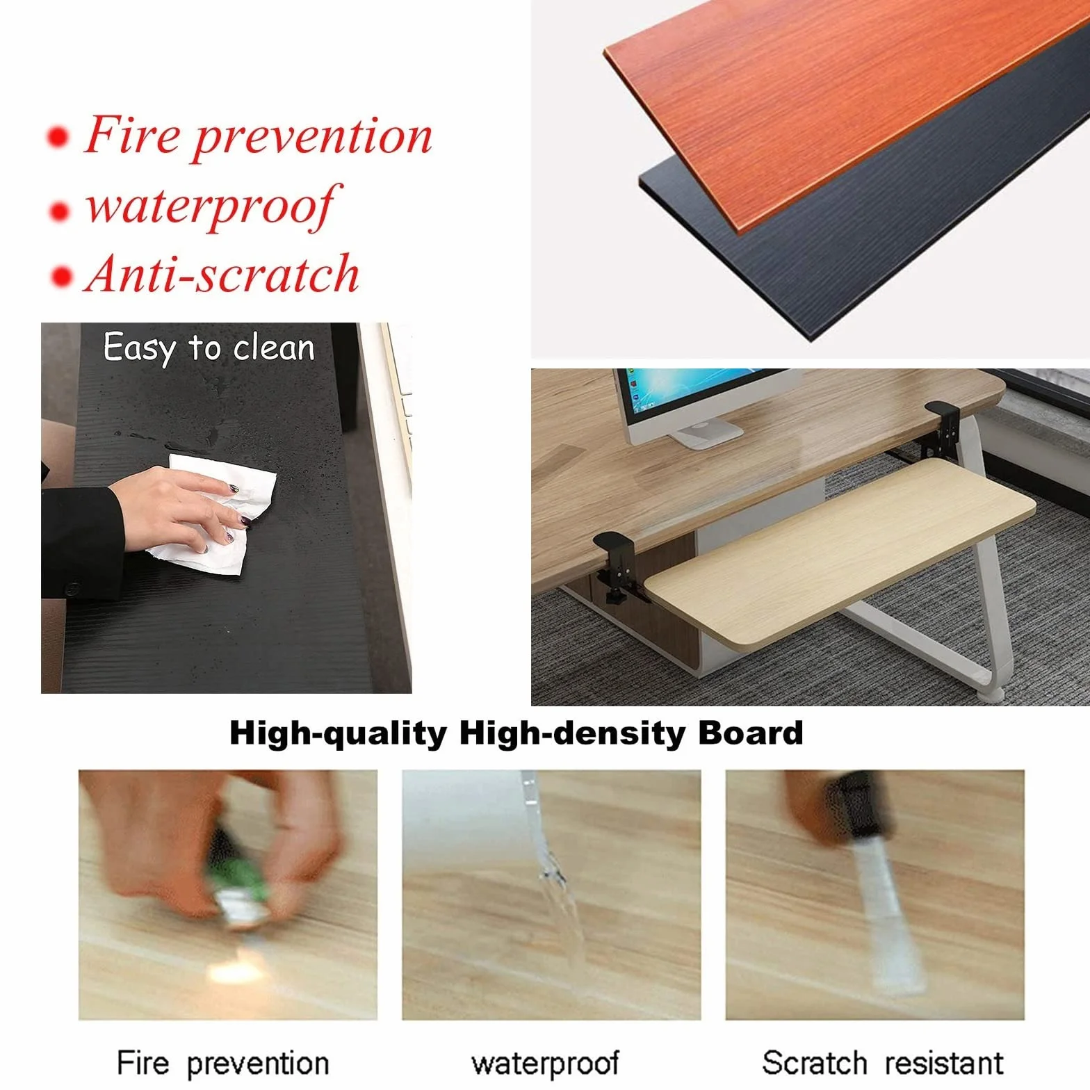 Bardzo szeroka półka na klawiaturę 520/650/750x250 mm — wysuwana platforma pod klawiaturę pod biurkiem, pasuje do pełnowymiarowej klawiatury i myszy, ergonomiczne przedłużenie biurka Wsporni
