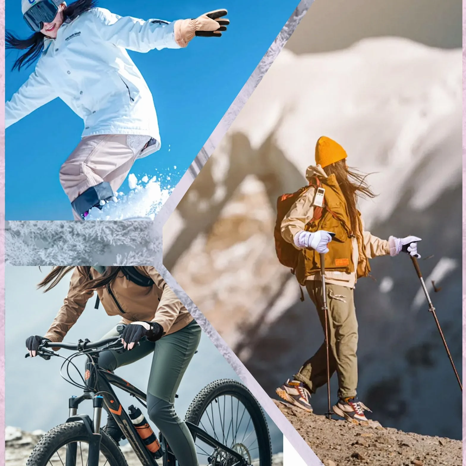 Andiker Rękawice narciarskie, damskie, wiatroszczelne i wodoodporne, termiczne, zimowe rękawiczki, miękka podszewka, damskie rękawiczki do jazdy na snowboardzie, nartach, aktywności na świeżym
