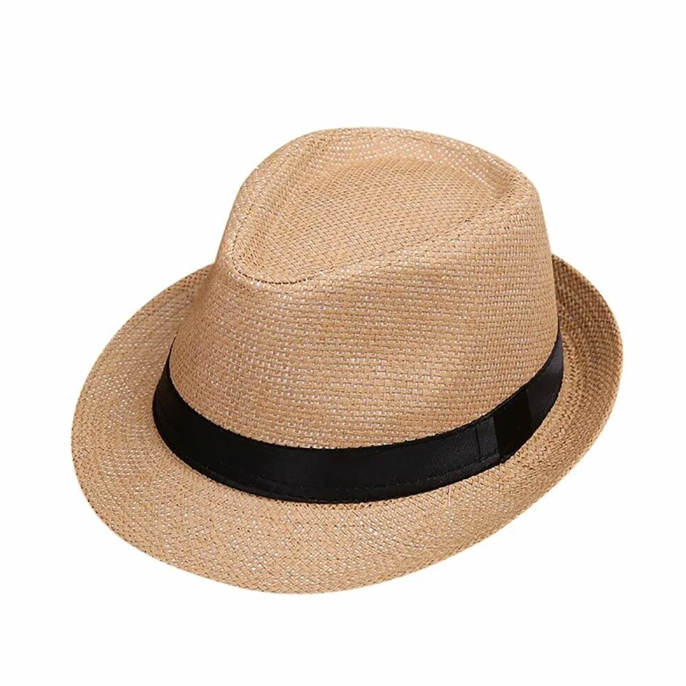 Boolavard Kapelusz słomkowy Fedora dla dziewczynek, chłopców, na lato, szerokie rondo, plaża, osłona przeciwsłoneczna