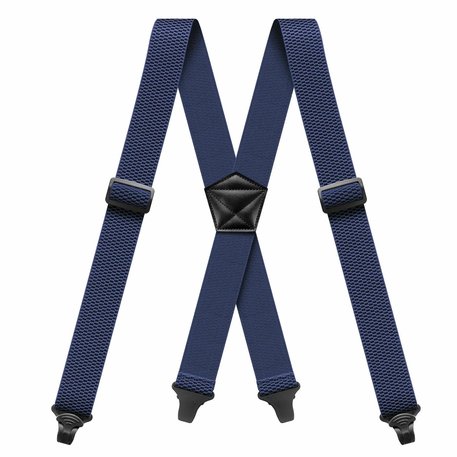 Suspenders for Men Heavy Duty 1,6 cala Wide Airport Friendly Hidden Suspenders with 4 Plastic Gripper Clasps Adjustable Elastic Braces for Casual Work X-Back ciemnoniebieski