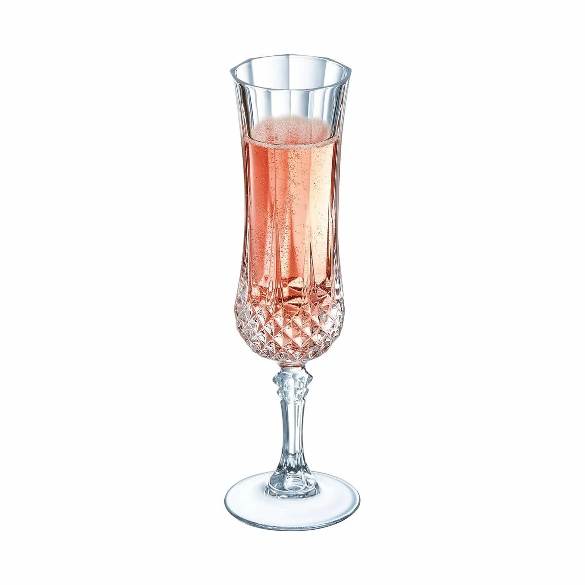 Cristal d'Arques Paris - Kolekcja Longchamp - 6 fletów do szampana 14cl w Kwarx - Błyszczący, przezroczystość i wysoka wytrzymałość - Ikoniczne listwy - Wyprodukowano we Francji