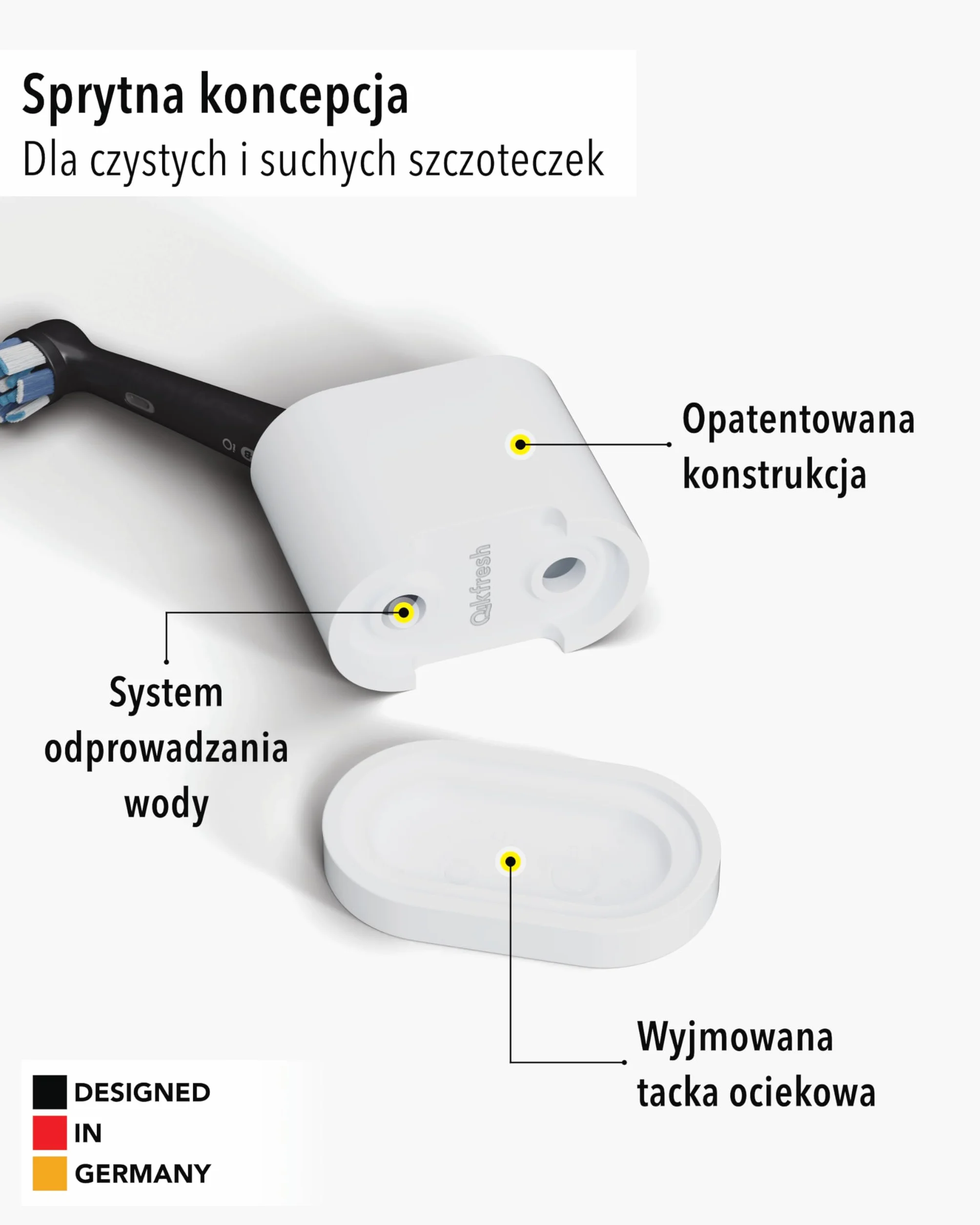 Uchwyt na szczoteczki do zębów Silikon spożywczy Biały Kompatybilny Oral-B iO Philips Sonicare Waterpik Fairywill