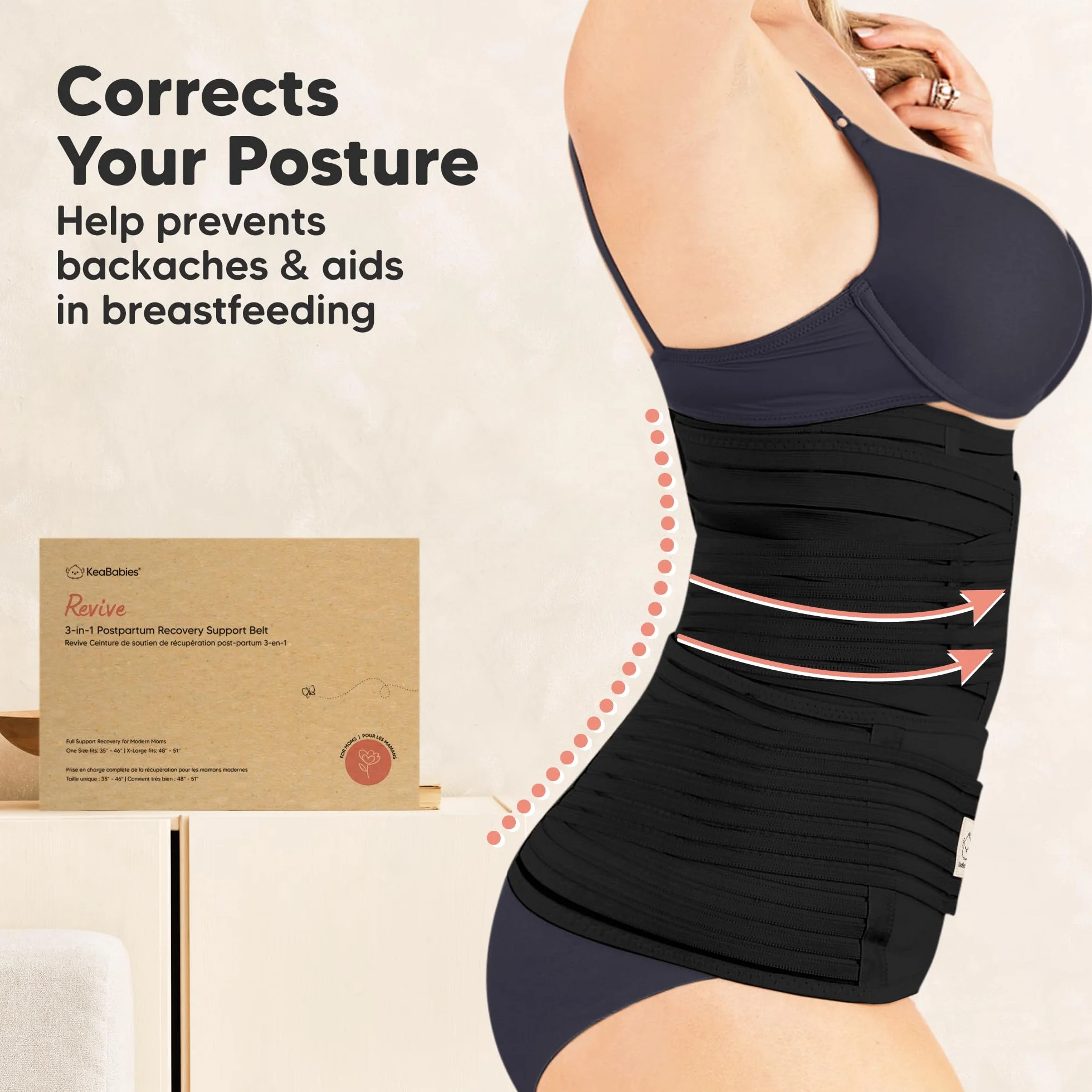Opakowanie 3 w 1 - pas poporodowy, pas dla kobiet w ciąży - pasy damskie modelujące sylwetkę - pas shapewear One Size Czarny (Midnight Black)