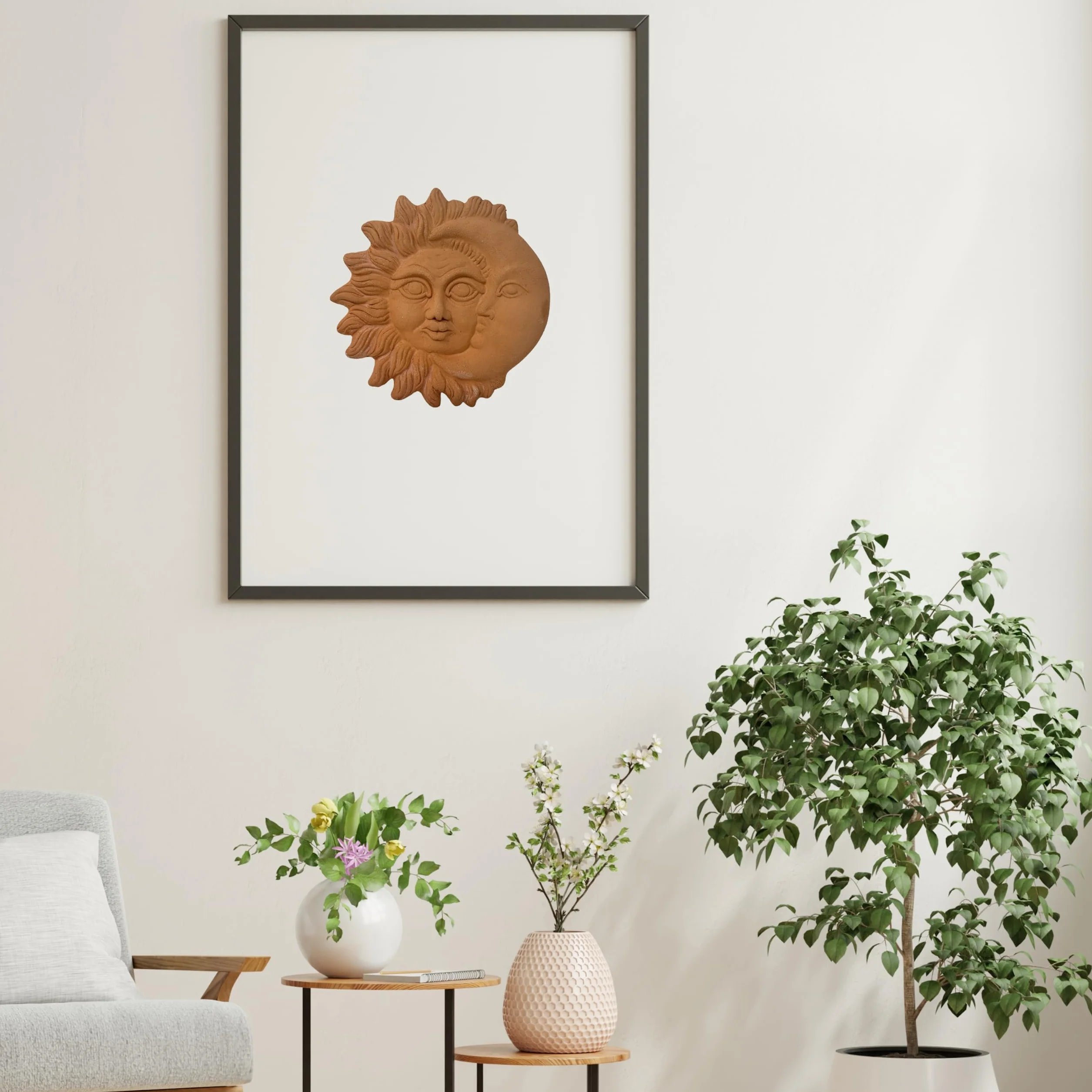 Ceramiczne słońce 24 cm dekoracja domu terakota ręcznie robione Włochy