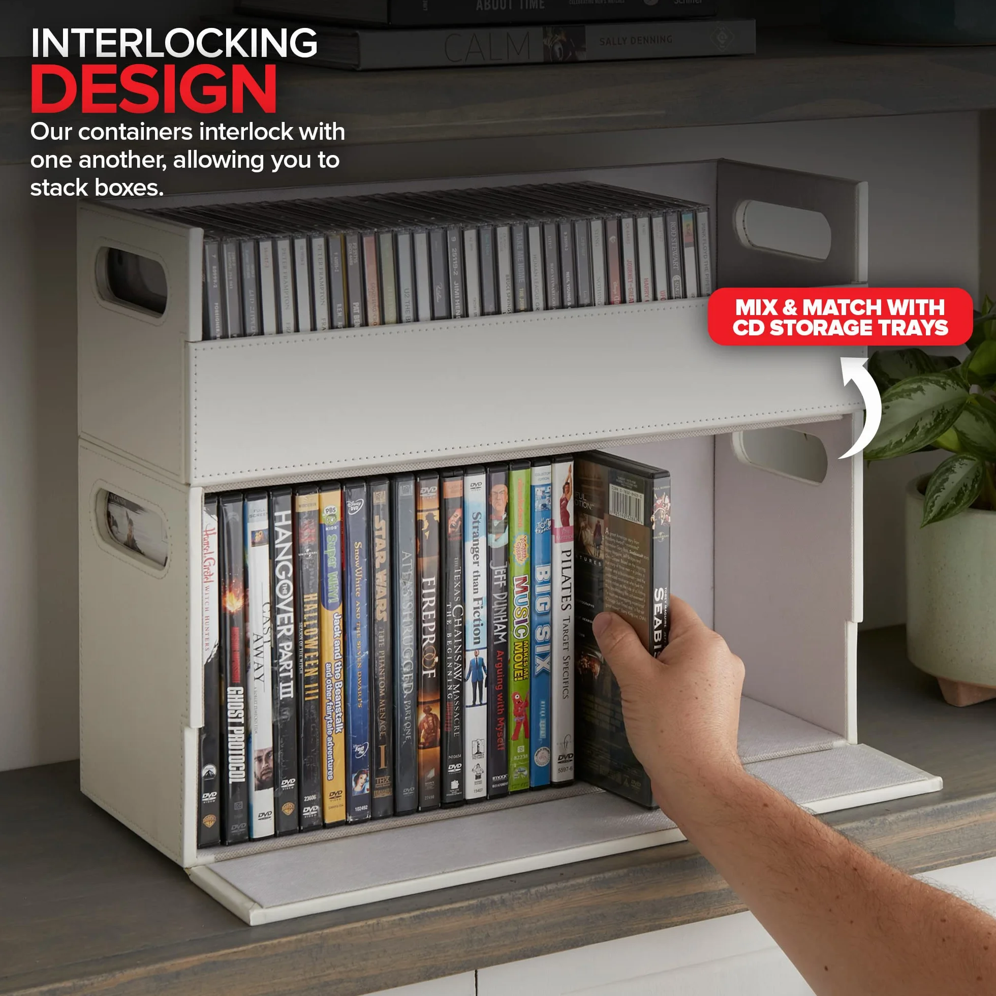Stock Your Home Pudełko do przechowywania DVD, organizer na półkę filmową na Blu-Ray, etui na gry wideo, płyty CD, stojak na taśmę VHS, uchwyt na płyty, może pomieścić do 28 płyt DVD, sztuczna skóra