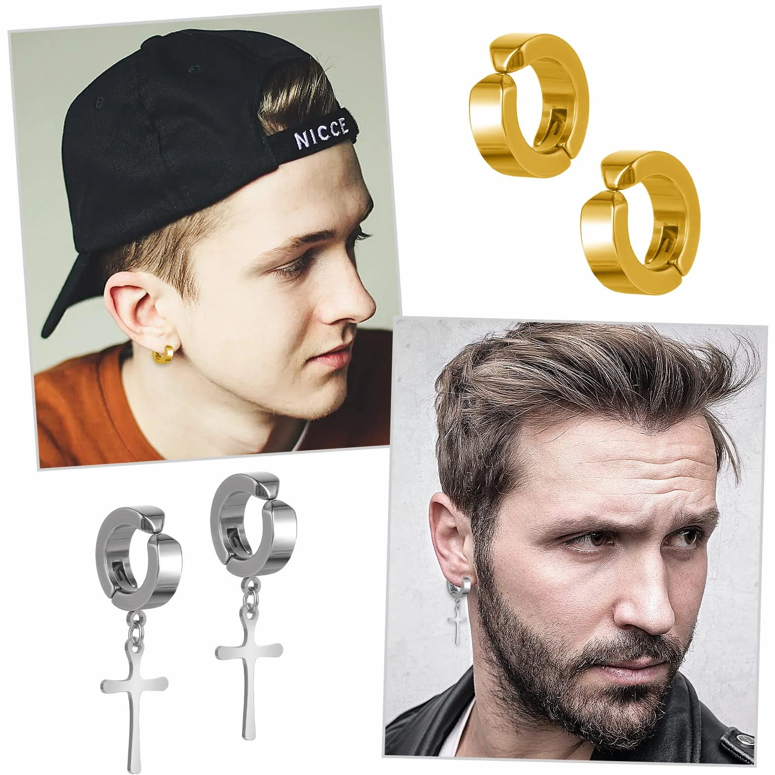 10 par magnetycznych kolczyków ze stali nierdzewnej, klips na kolczyki, magnes dla mężczyzn, kobiet i dzieci, 10 pairs style A