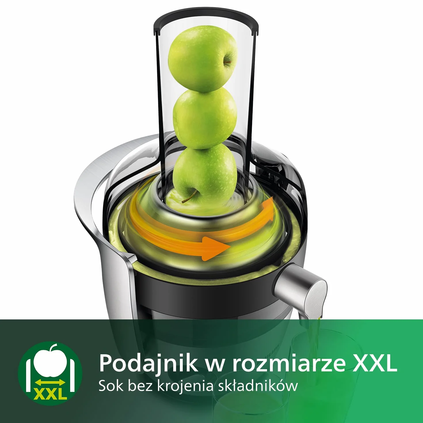 Philips Sokowirówka - 1100 W, 2 l, Aplikacja z przepisami HomeID, Podajnik XXL, Technologia Quick Clean (HR1921/20)
