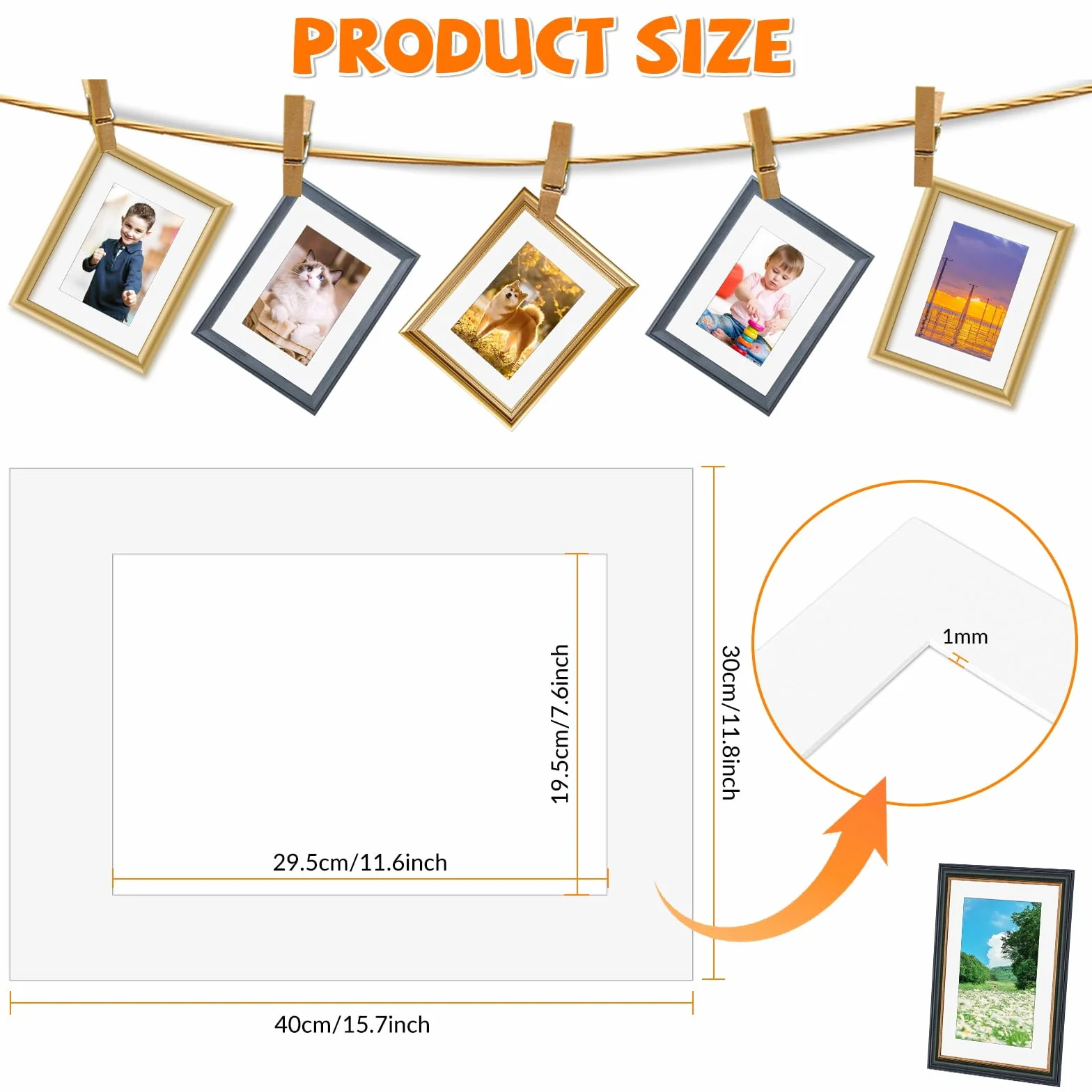HIMOMO 15 sztuk kartonowych passe-partout białe 30 x 40 cm do prezentacji zdjęć