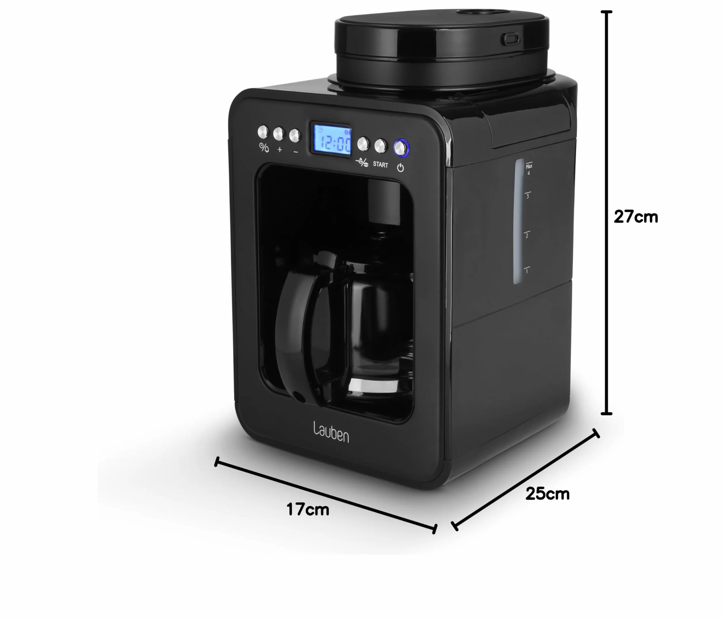 Lauben Grind&Drip Coffee Maker 600BB mały ekspres do kawy z wbudowanym młynkiem 0,56 l