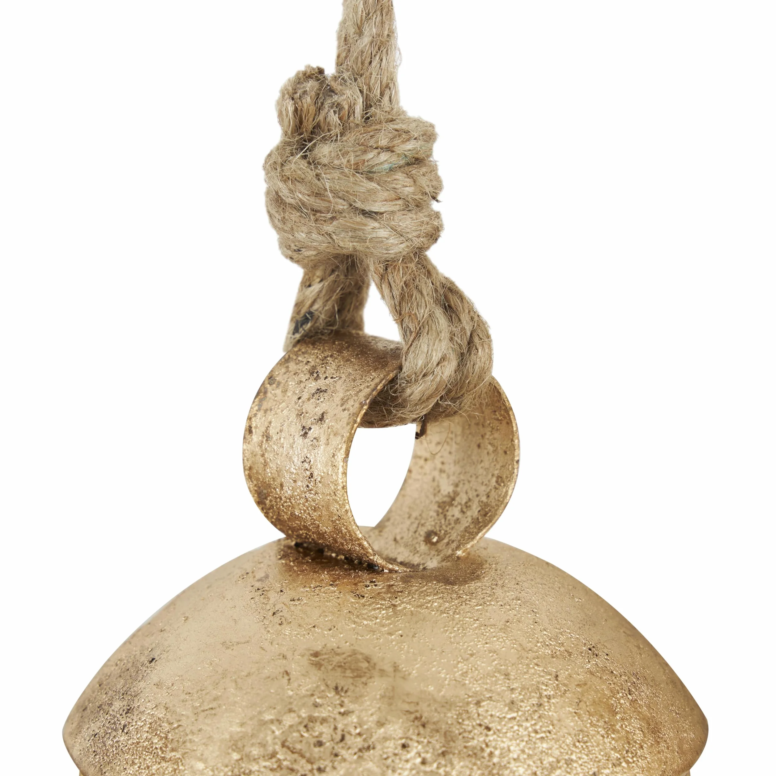 Dekoracyjny dzwonek krowy metalowy złoty 25 cm 20 cm 15 cm
