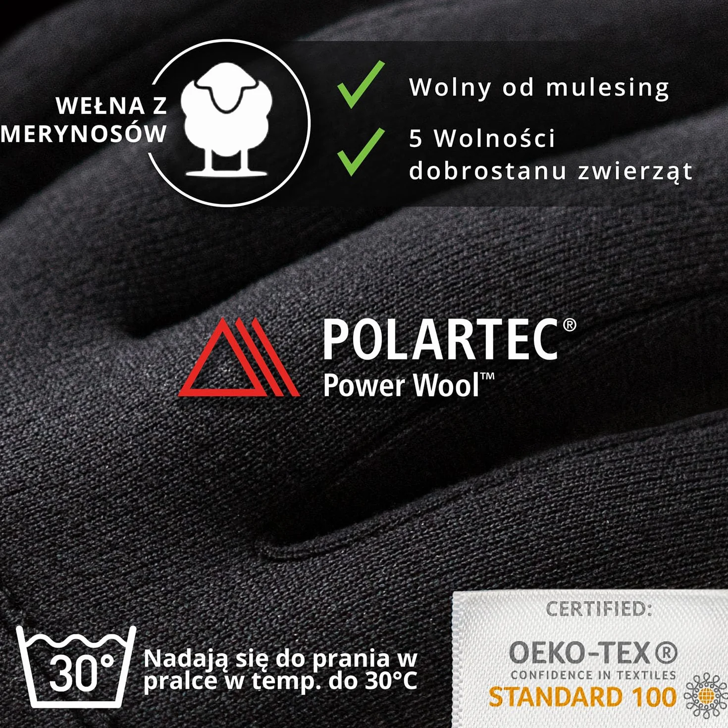 THE HEAT COMPANY - MERINO LINER PRO - wkładki do rękawic - rękawiczki z wełny merynosów - jakość premium - rękawiczki z ekranem dotykowym - damskie i męskie - rękawiczki sportowe - czarne