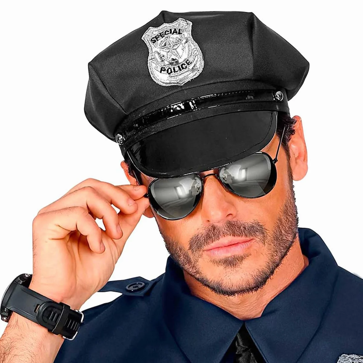 W WIDMANN MILANO Party Fashion 6860P - okulary policjanckie, czarne, lustrzane okulary, policja, karnawał, impreza tematyczna