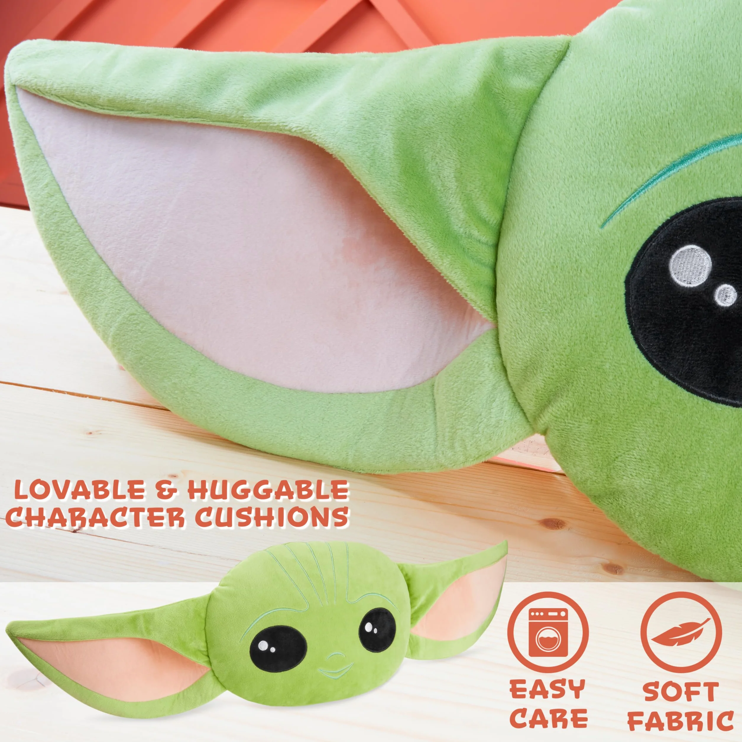 Disney Stitch 3D pluszowa poduszka na kanapę lub łóżko, urocza poduszka do przytulania dla dzieci, miękki pluszowy dodatek do sypialni, prezenty Stitch dla dzieci (Zielony Baby Yoda)