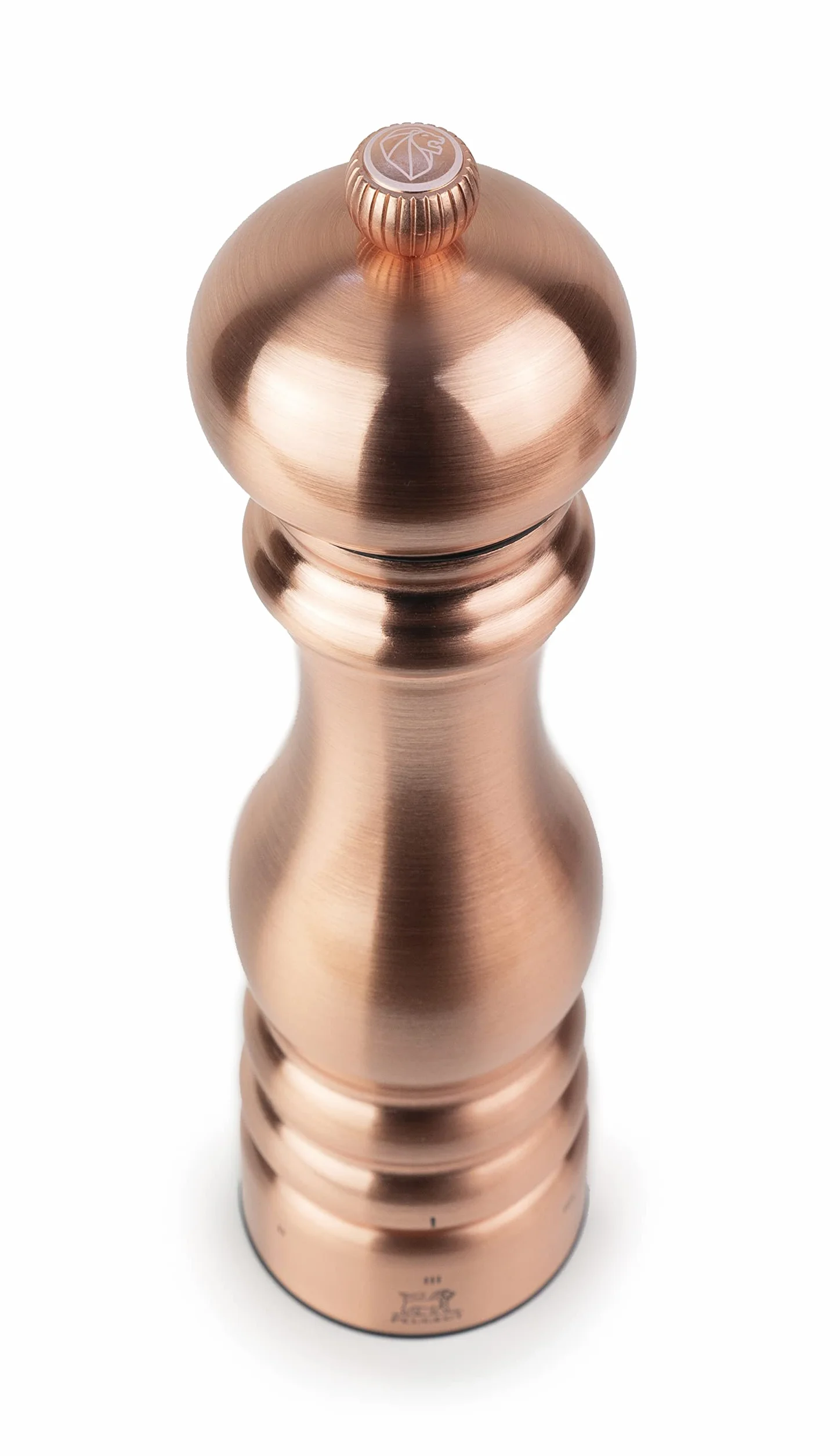 PEUGEOT Paris Chef u'Select młynek do soli 22 cm + sól kamienna w zestawie - wykonany ze stali nierdzewnej - 6 wstępnie zdefiniowanych ustawień mielenia - wyprodukowano we Francji - kolor miedzi