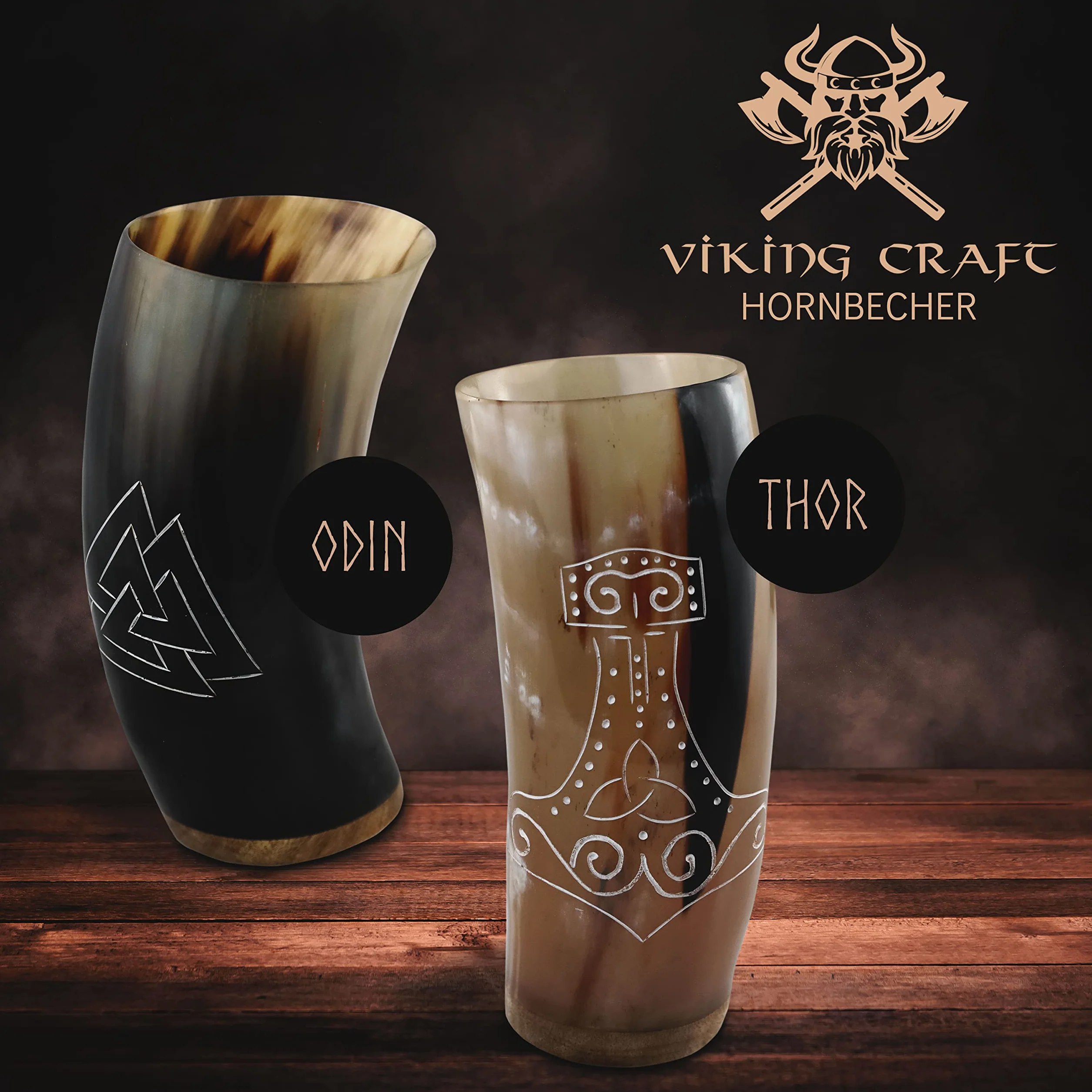 VIKING CRAFT Zestaw kubków wikingów z rogiem do picia 350 ml z otwieraczem