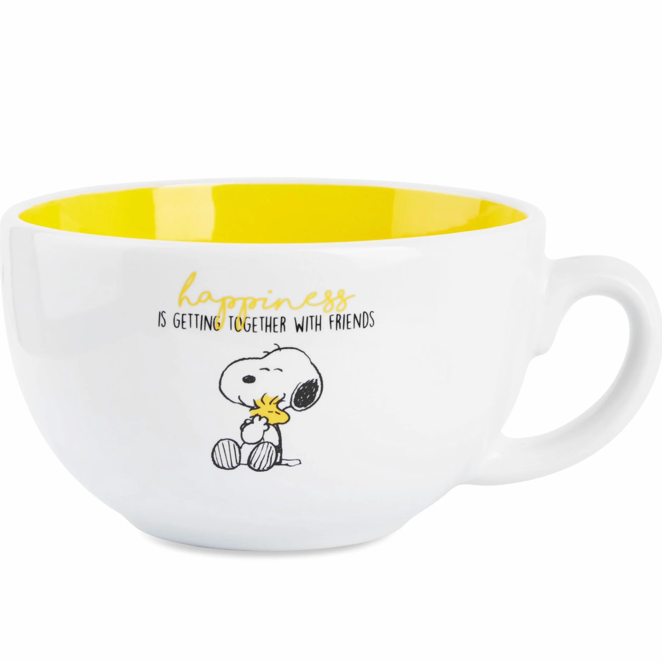 Peanuts Snoopy Ceramiczny kubek do kawy 340 ml biały żółty