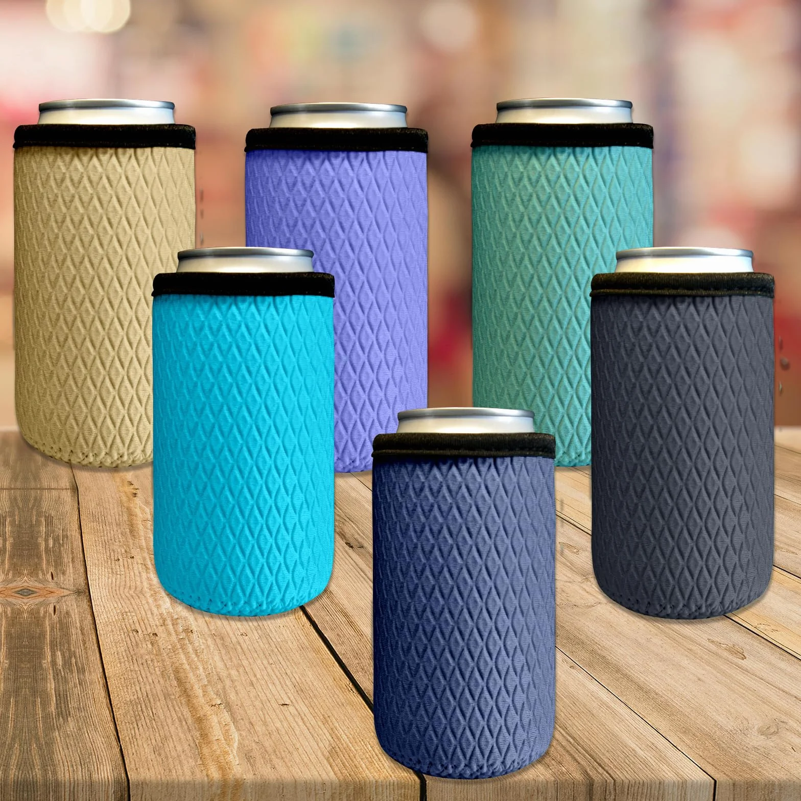 6 x 500ml/470ml Izolowane neoprenowe chłodziarki na puszki, ponownego użycia antypoślizgowe osłony na puszki piwne i inne napoje (6 sztuk), (500ml/470ml puszki)