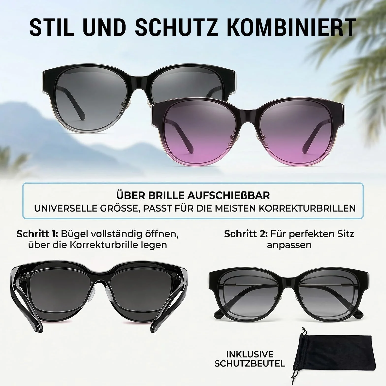 2 sztuki powlekanych okularów przeciwsłonecznych dla kobiet i mężczyzn, polaryzacyjne okulary przeciwsłoneczne na normalnych okularach, ochrona UV400, do jazdy samochodem i w czasie wolnym