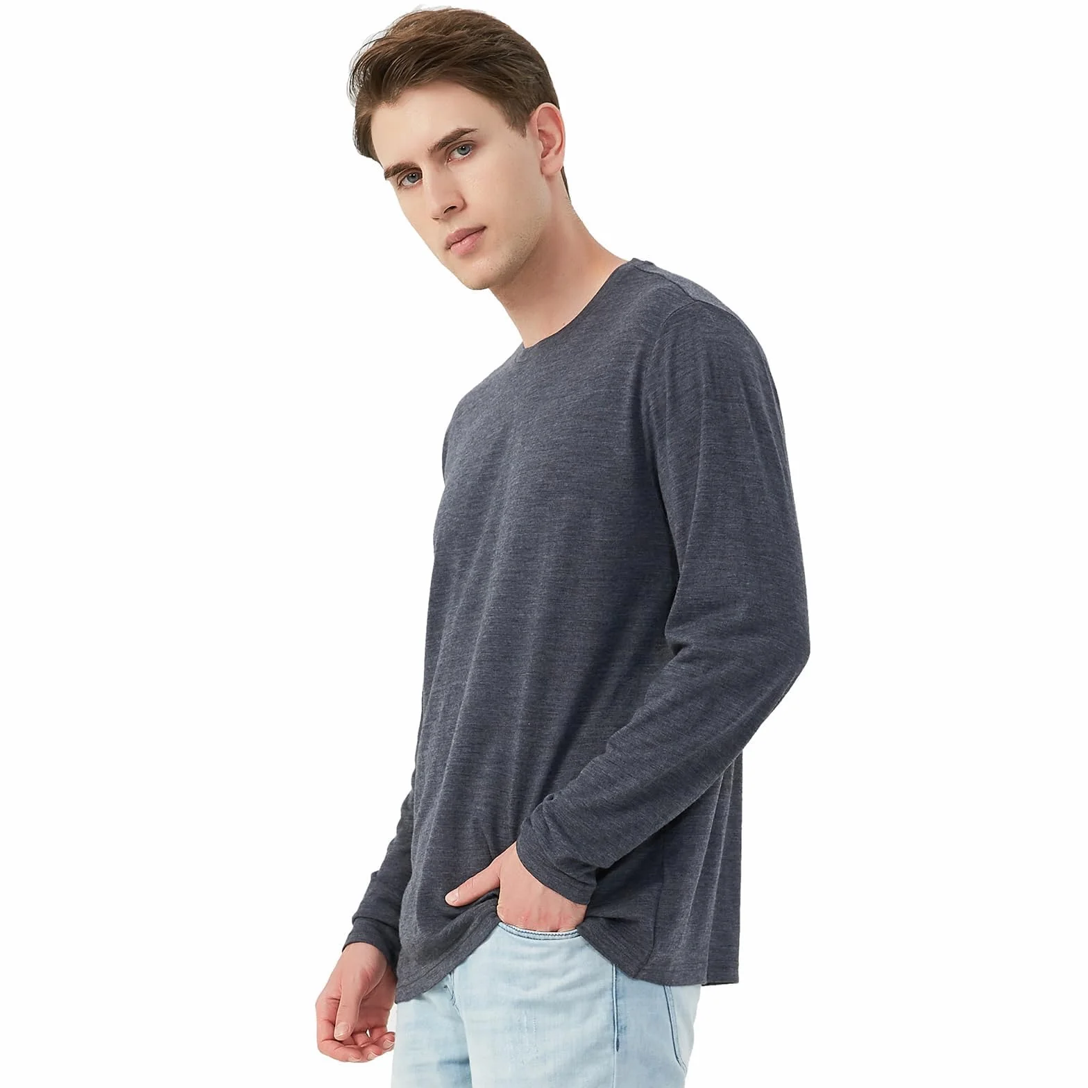 Merino Protect 100% Wełna Merino Męska Miękka Koszula Z Długim Rękawem Antyodorowa Ciepła Bielizna Wewnętrzna Odpowiednia Do Polowania I Wędrówek