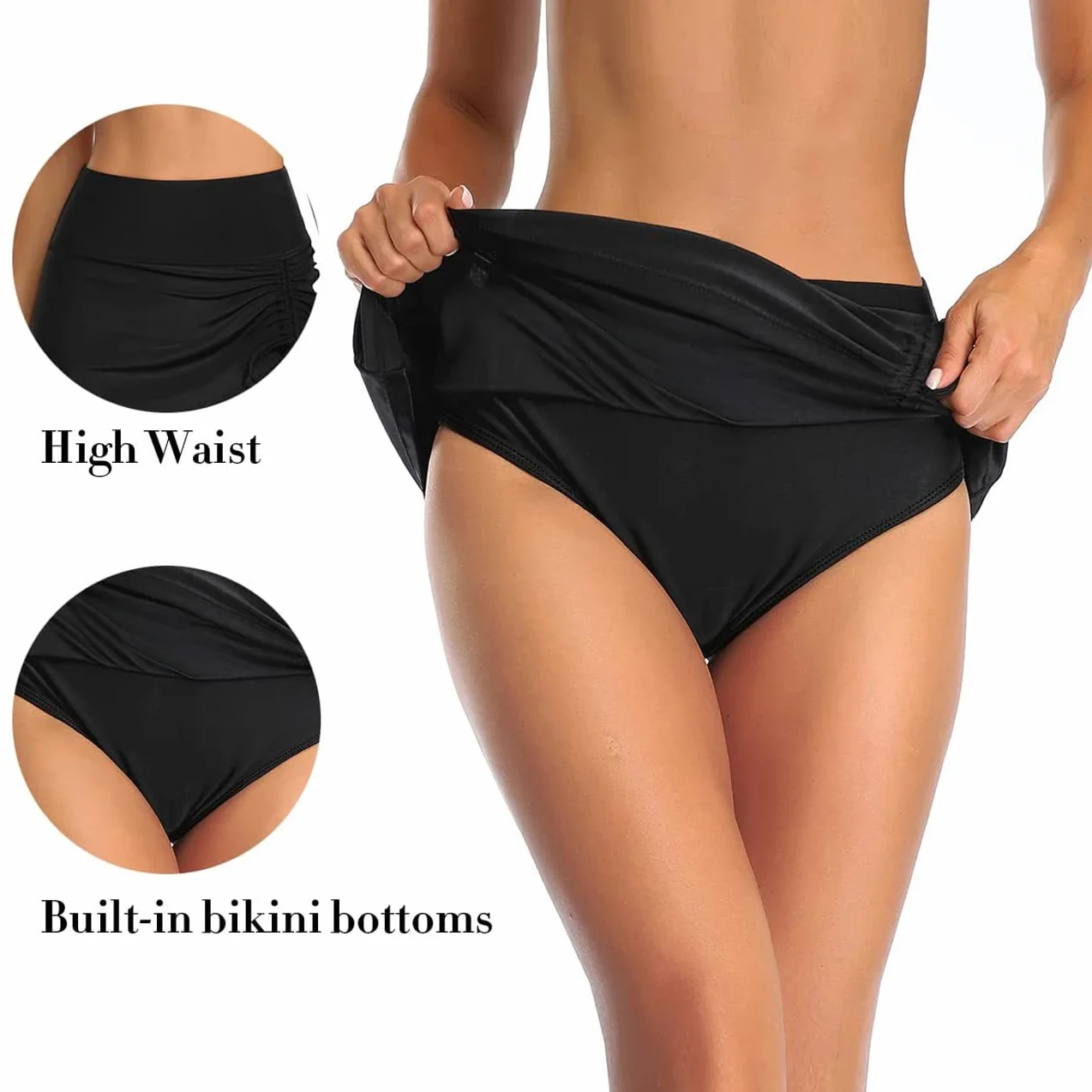 Spódnica Kąpielowa kobiety Bikini krótka spódnica z koronką strój kąpielowy elegancki Ruched wbudowane spodnie bikini sportowe lato plaża Braga pływanie