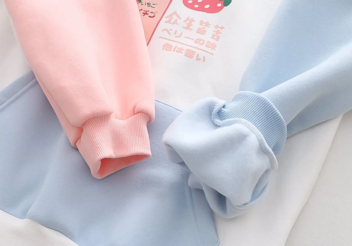 Kawaii, ciepła bluza z kapturem, dla dziewcząt, urocze, truskawkowe, nadruk, luźna bluza z kapturem, patchworkowa, na co dzień, pulower