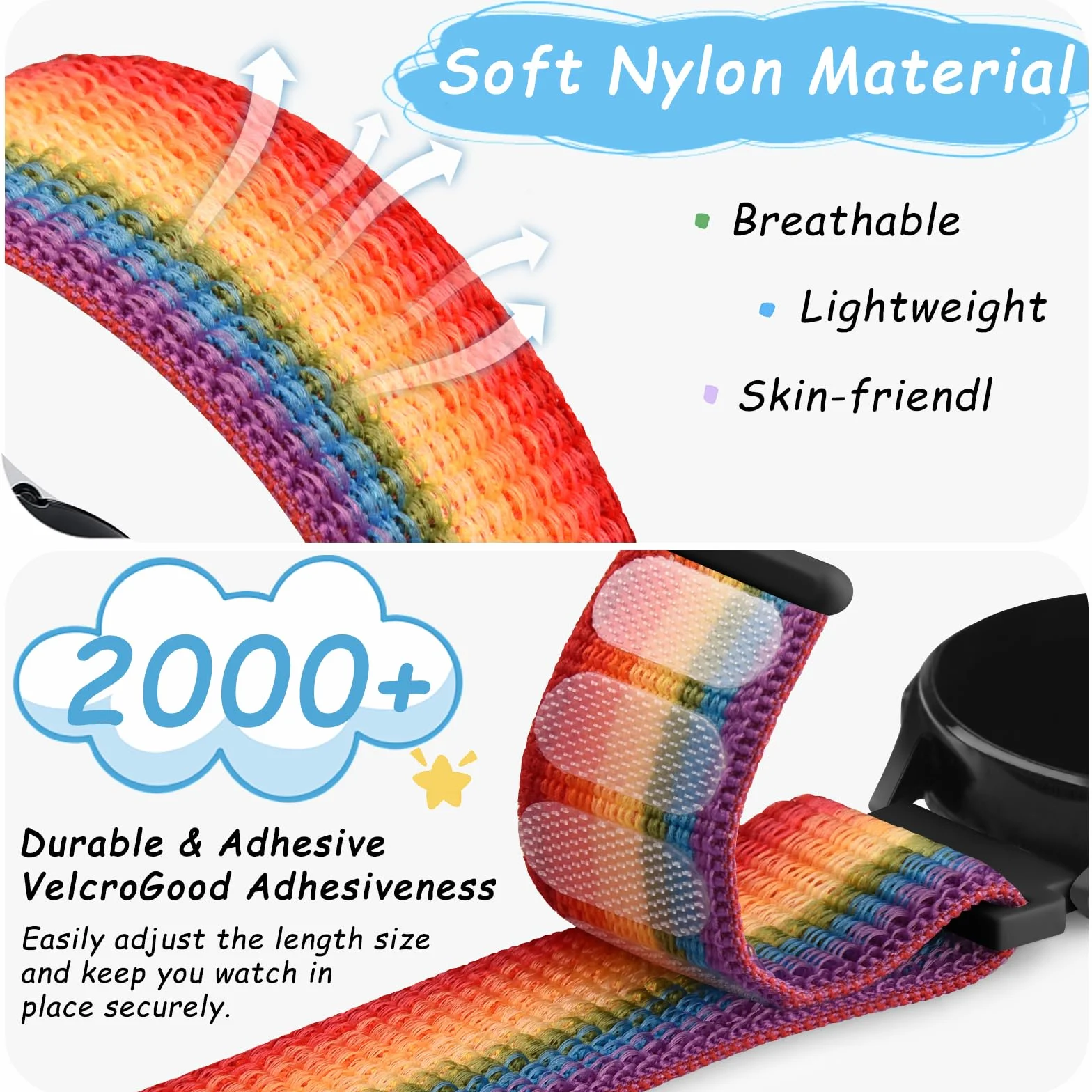 Vancle Bransoletka do smartwatcha 20 mm nylonowy pasek zastępczy sportowy dla dzieci
