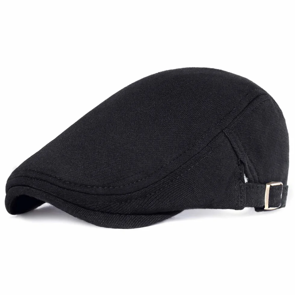czapka męska z daszkiem, czapka męska z bawełny z suwakiem, czapka bejsbolowa w stylu Gatsby, Newsboy Flatcap, męska czapka beret, czarny, jeden rozmiar